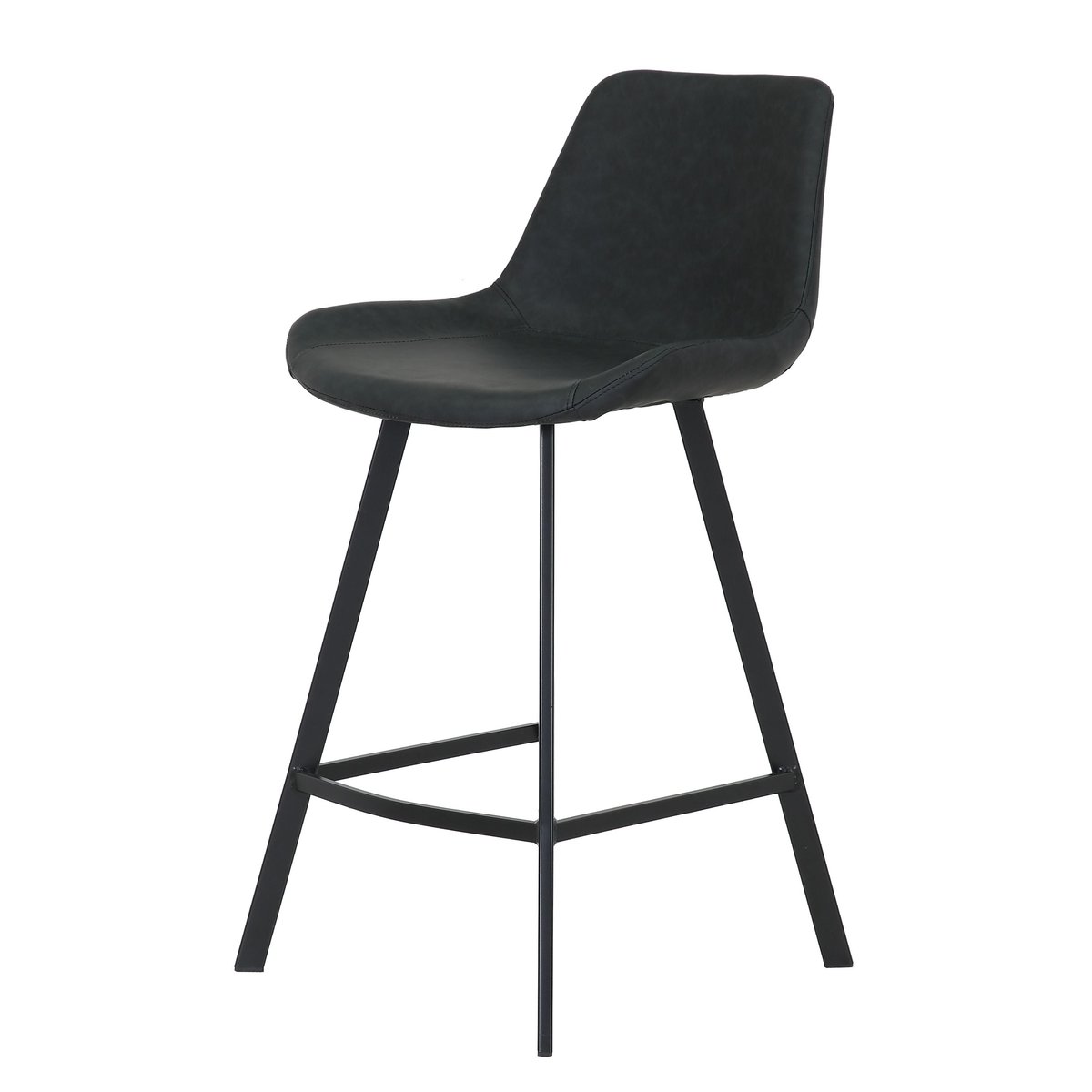 Chaise snack PU noir mat gris foncé, ZAGO