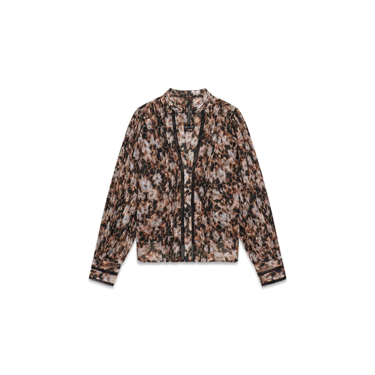 Blouse En Chiffon marron floral, GUESS