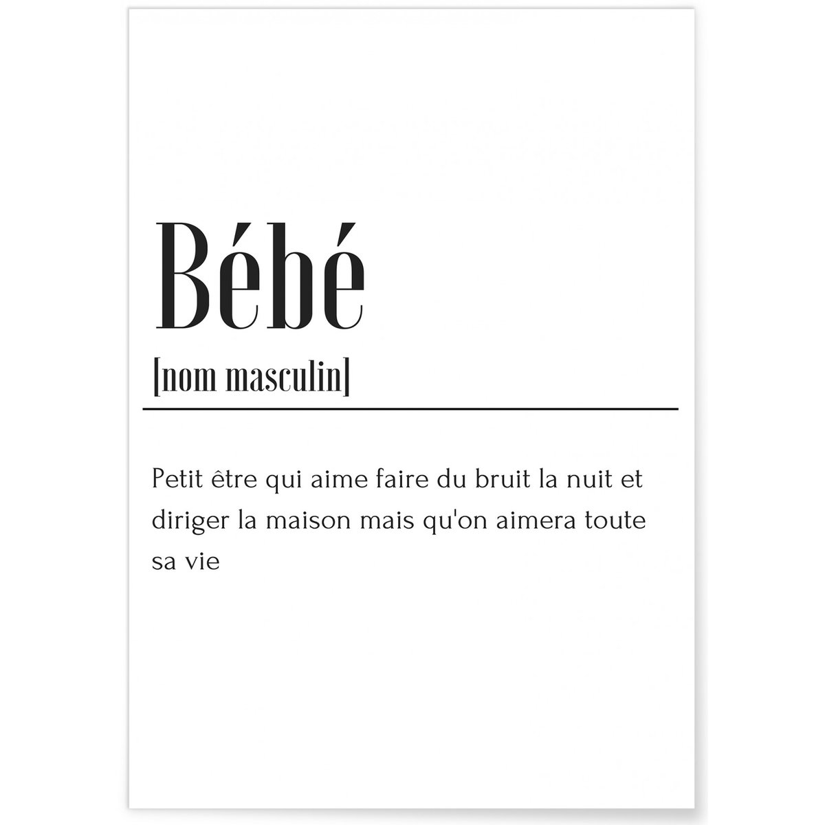 Affiche Définition Bébé blanc, L'AFFICHERIE
