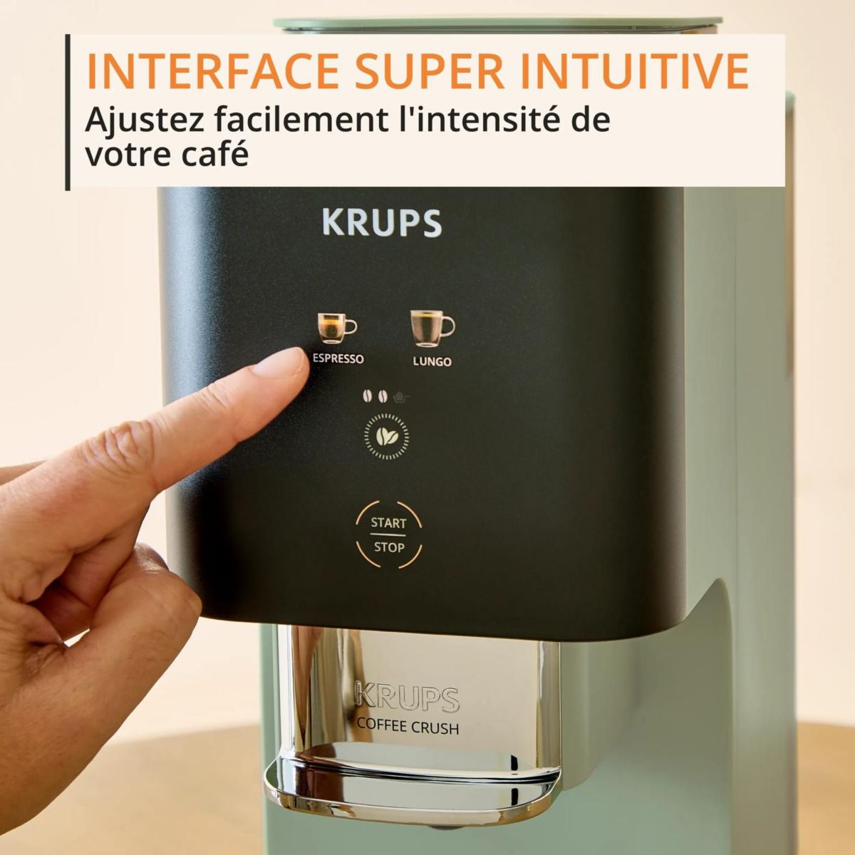 Expresso Broyeur Coffee Crush, Machine à café à grains, ultra compacte SA401LE0 couleur unique, KRUPS