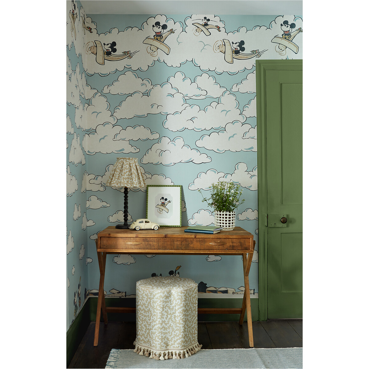 Mickey In The Clouds Sea Salt Mural Wallpaper blue, SANDERSON X DISNEY