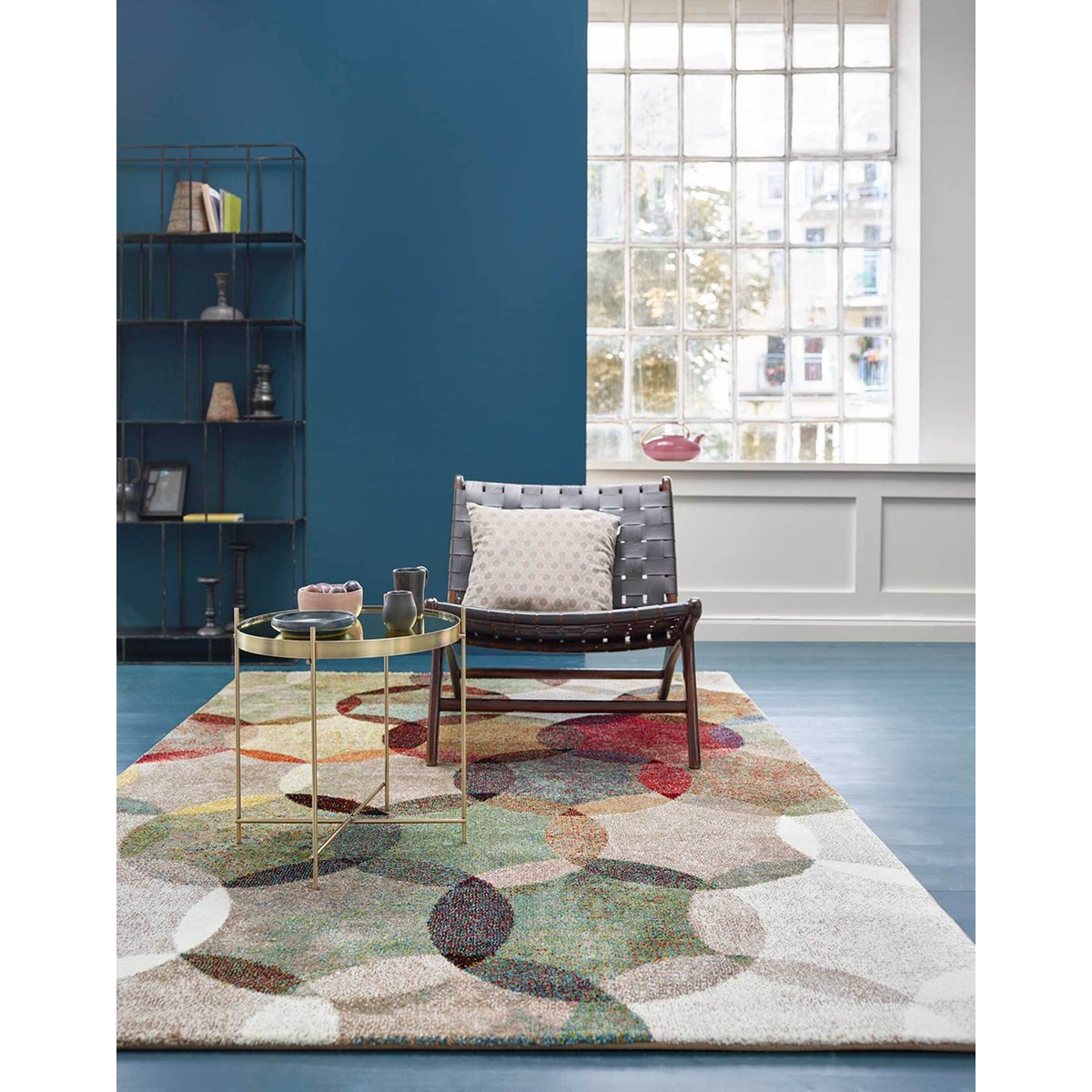Tapis salon moderne look vintage chiné , Modernina coloré, ESPRIT