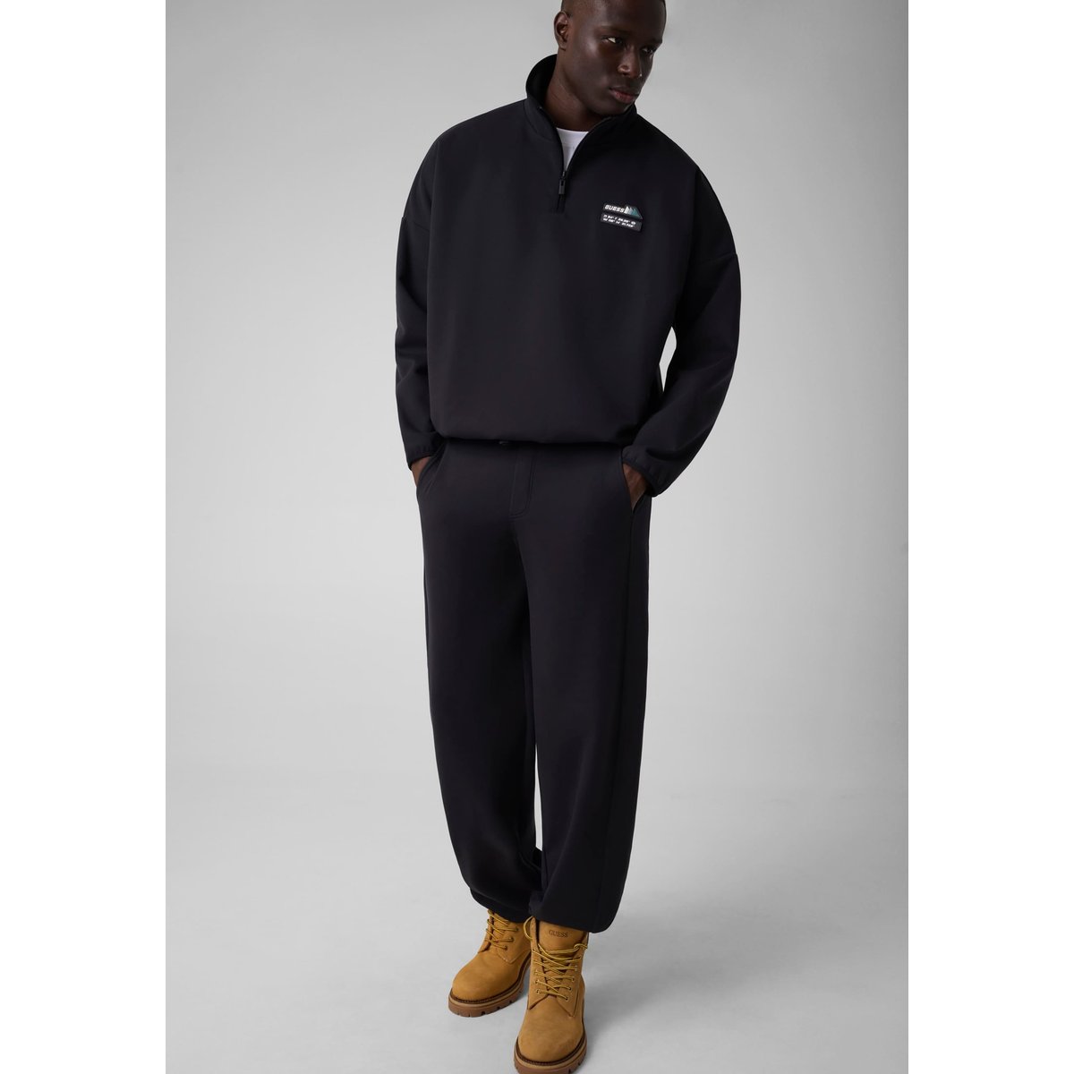 Sweat-Shirt À Demi-Zip noir, GUESS