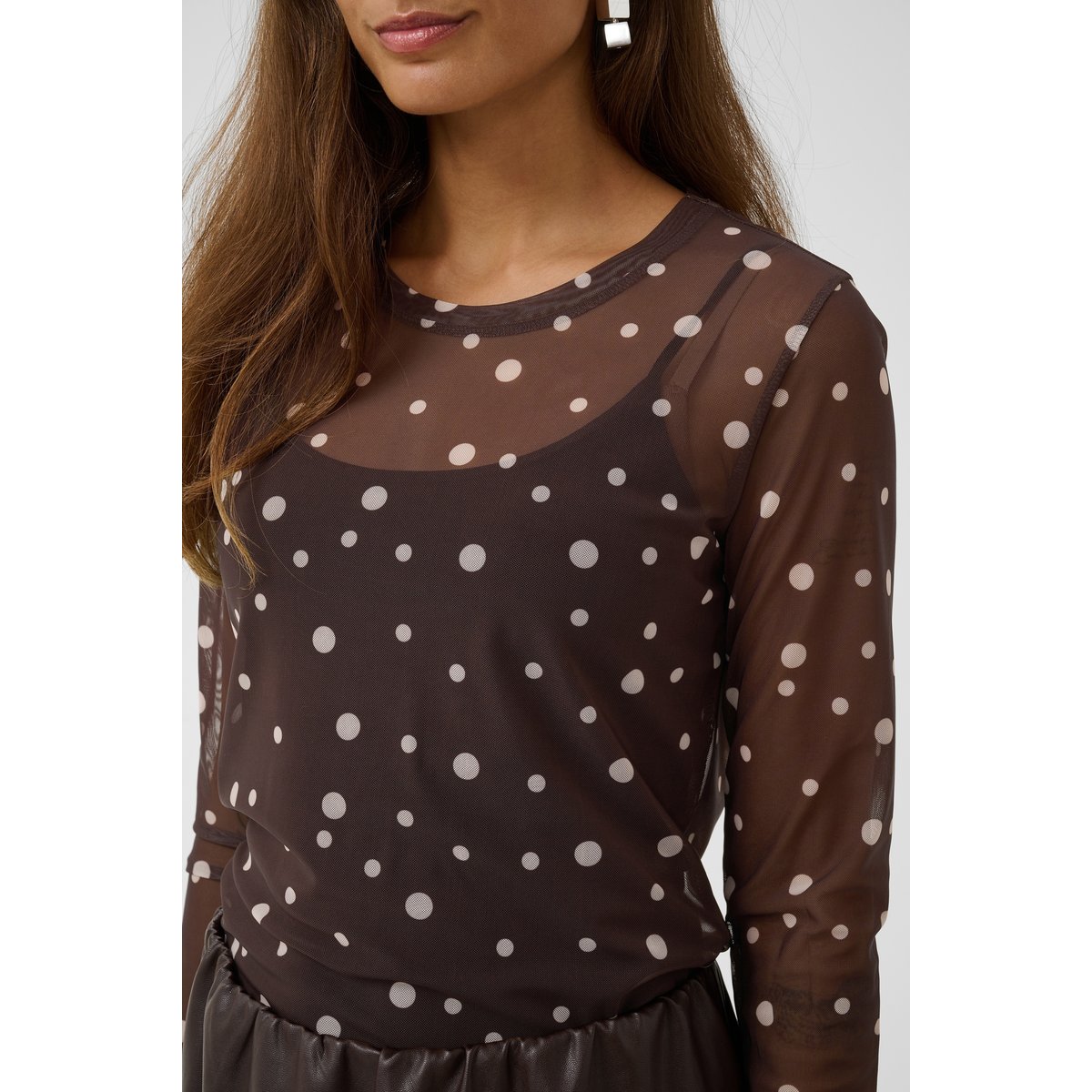 Á manches longues marron brown/whitecap dot, CULTURE
