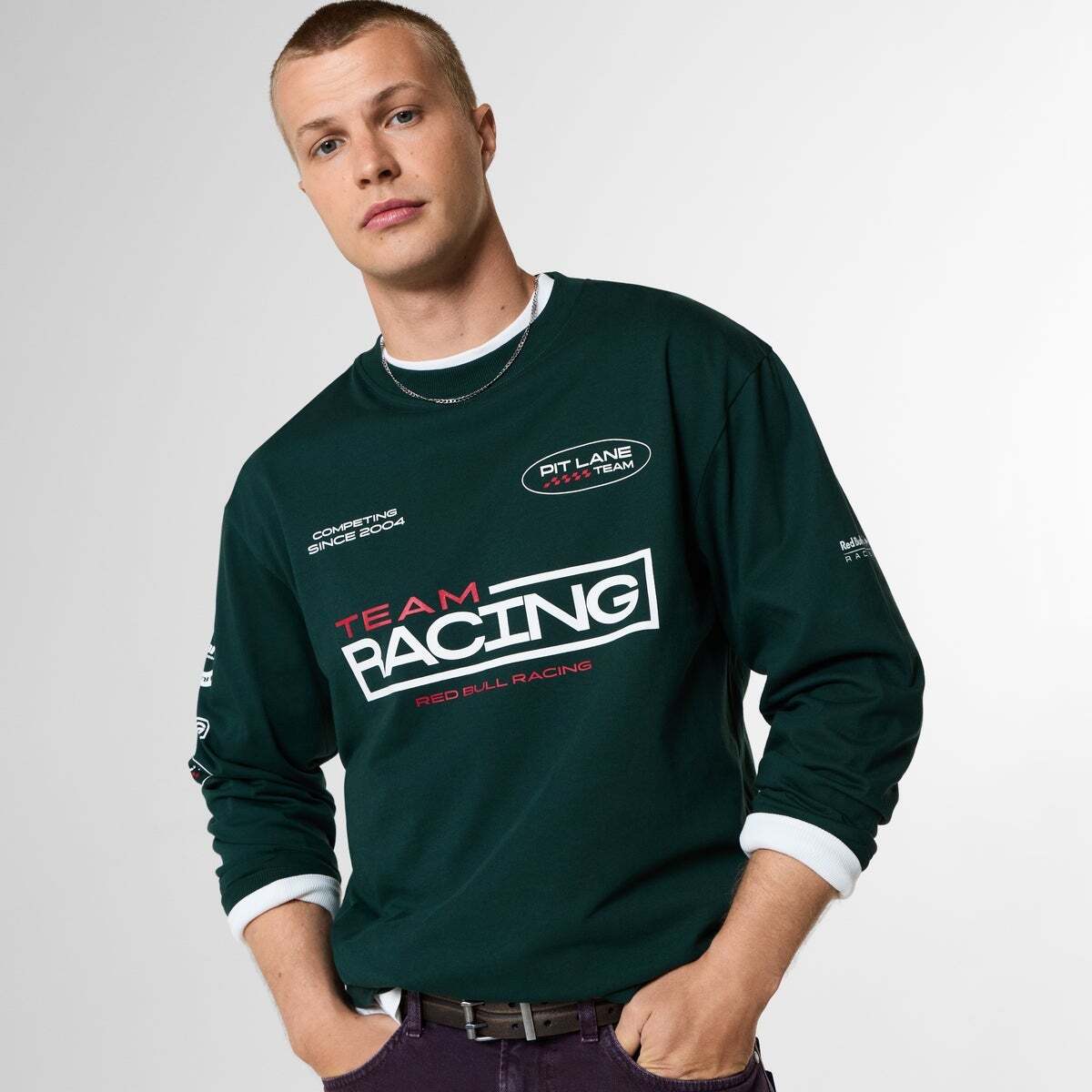 Red Bull Racing T-Shirt Manches Longues Coupe Décontractée vert foncé, PEPE JEANS