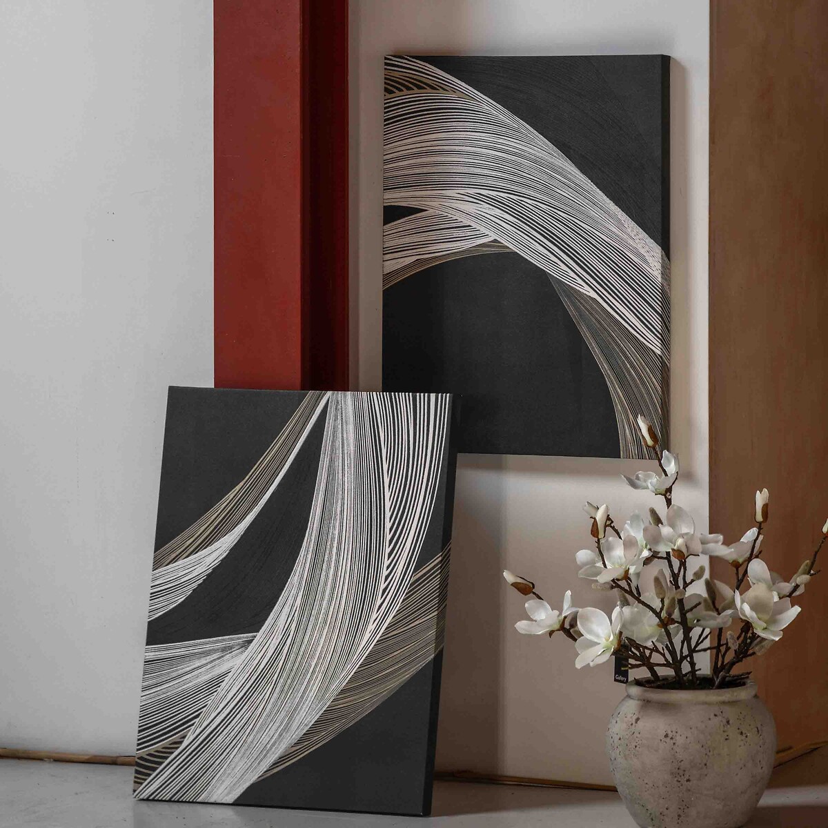 Set of 2 Curve Appeal Framed Canvas black, ÉDITÉ