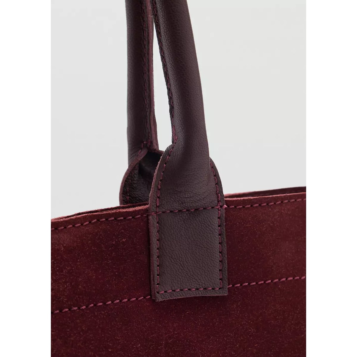 Sac cabas en cuir suédé bordeaux, MANGO TEEN