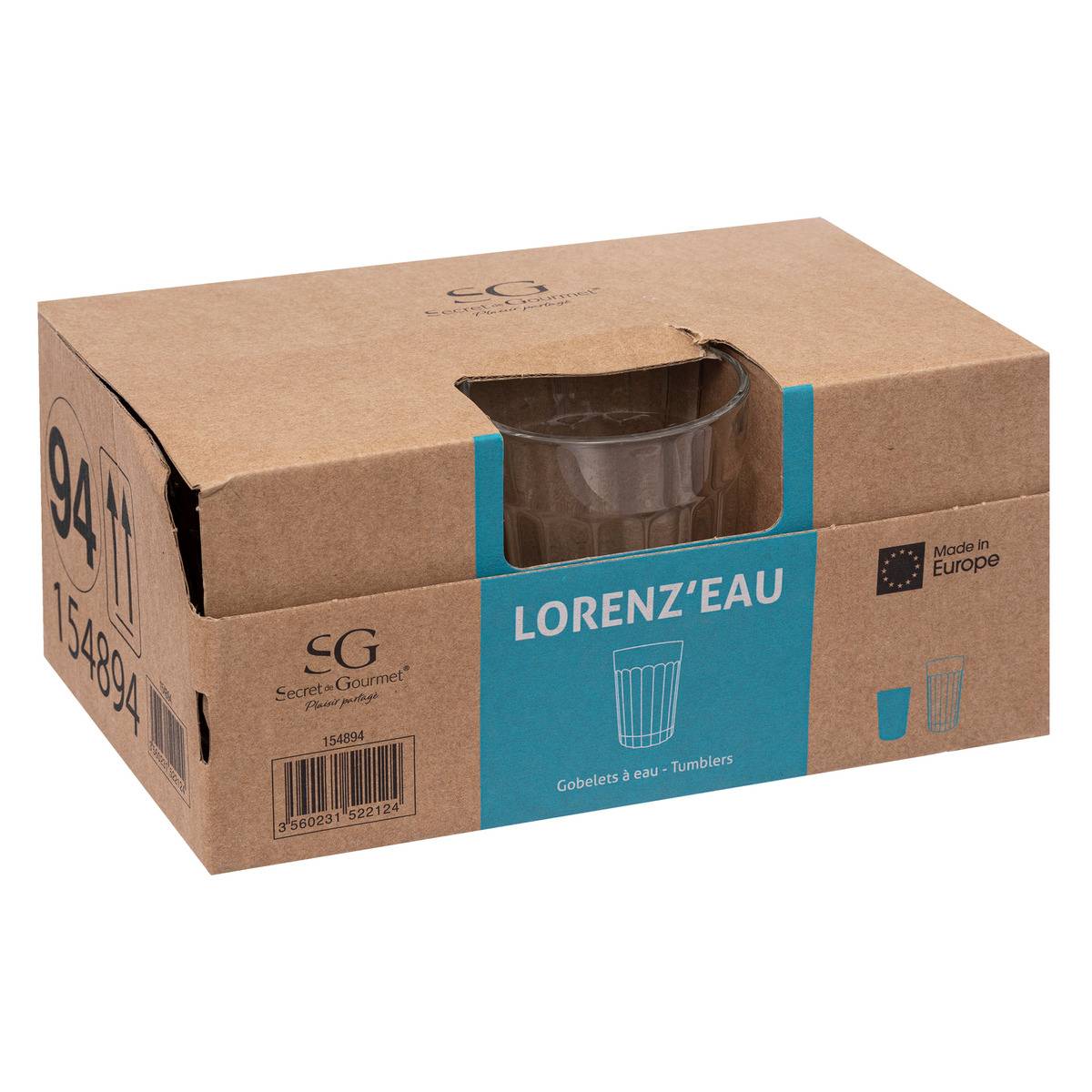 Lot de 6 verres bas en verre LORENZ'EAU transparent, SECRET DE GOURMET