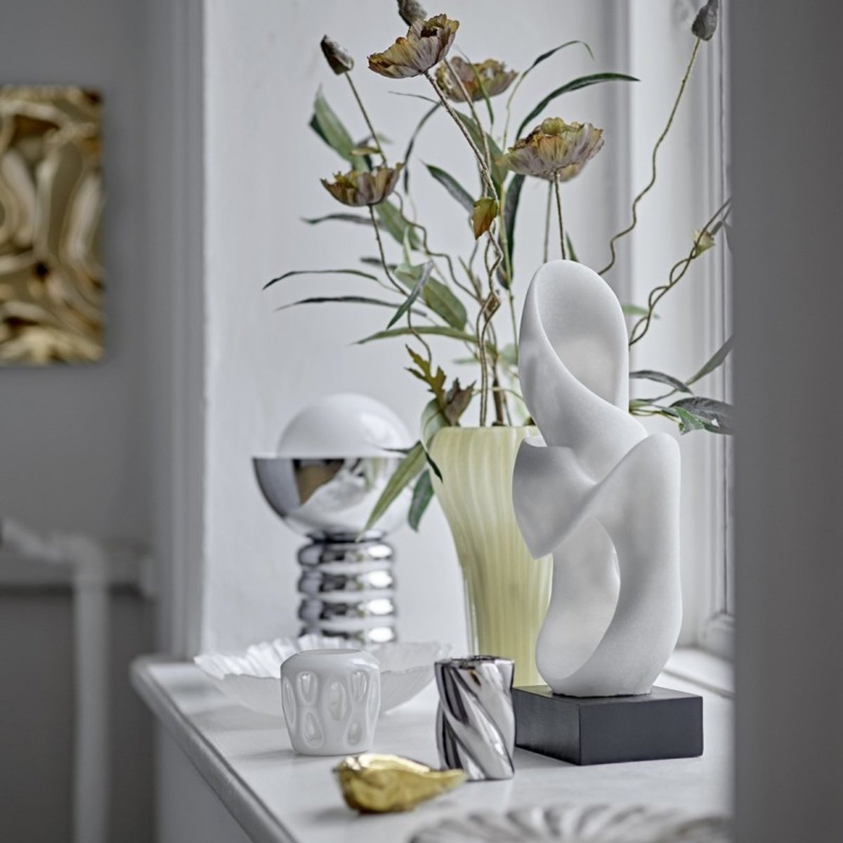 Lampe de table sphère métal design Spike chromé, BLOOMINGVILLE