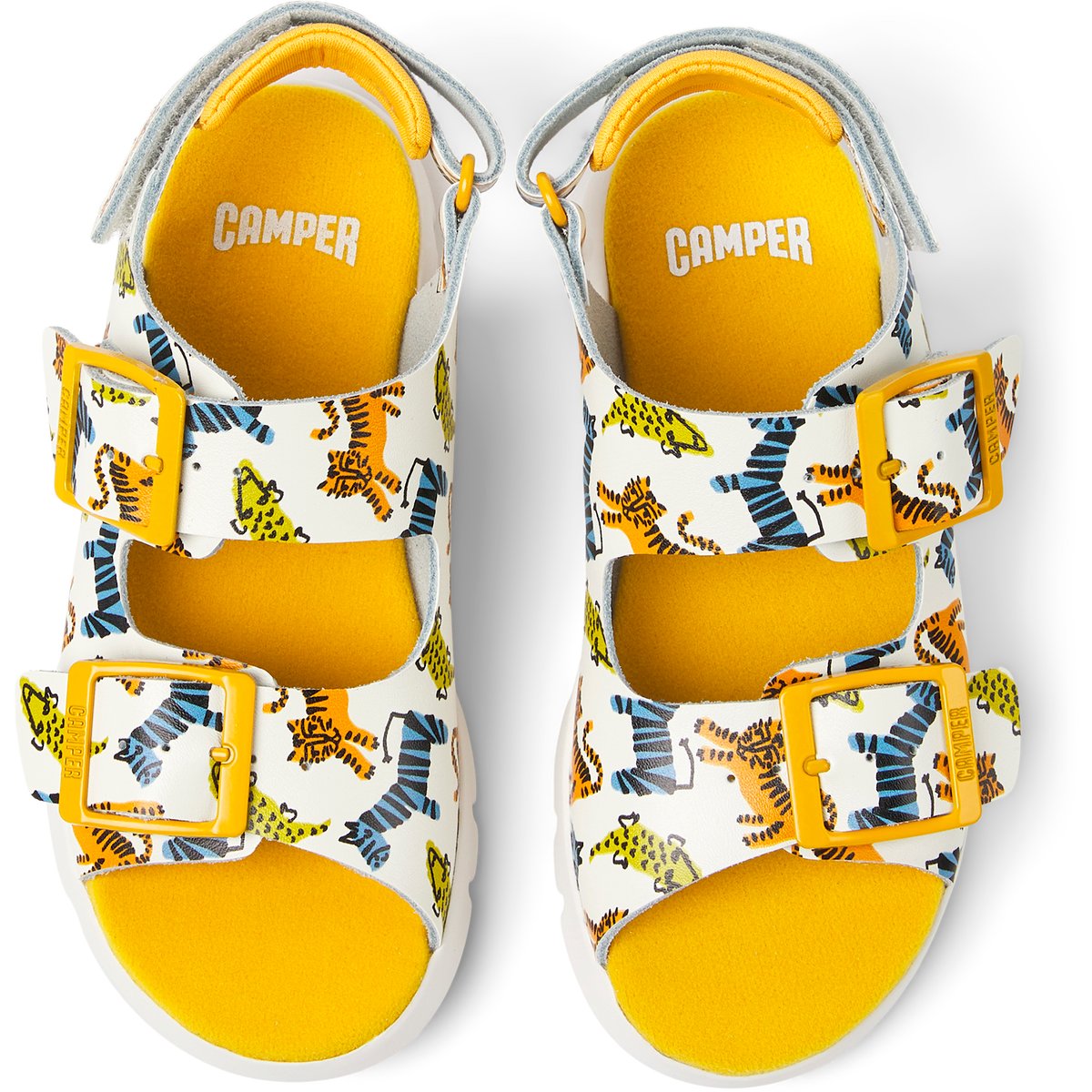Sandales Oruga cuir blanc / orange, CAMPER