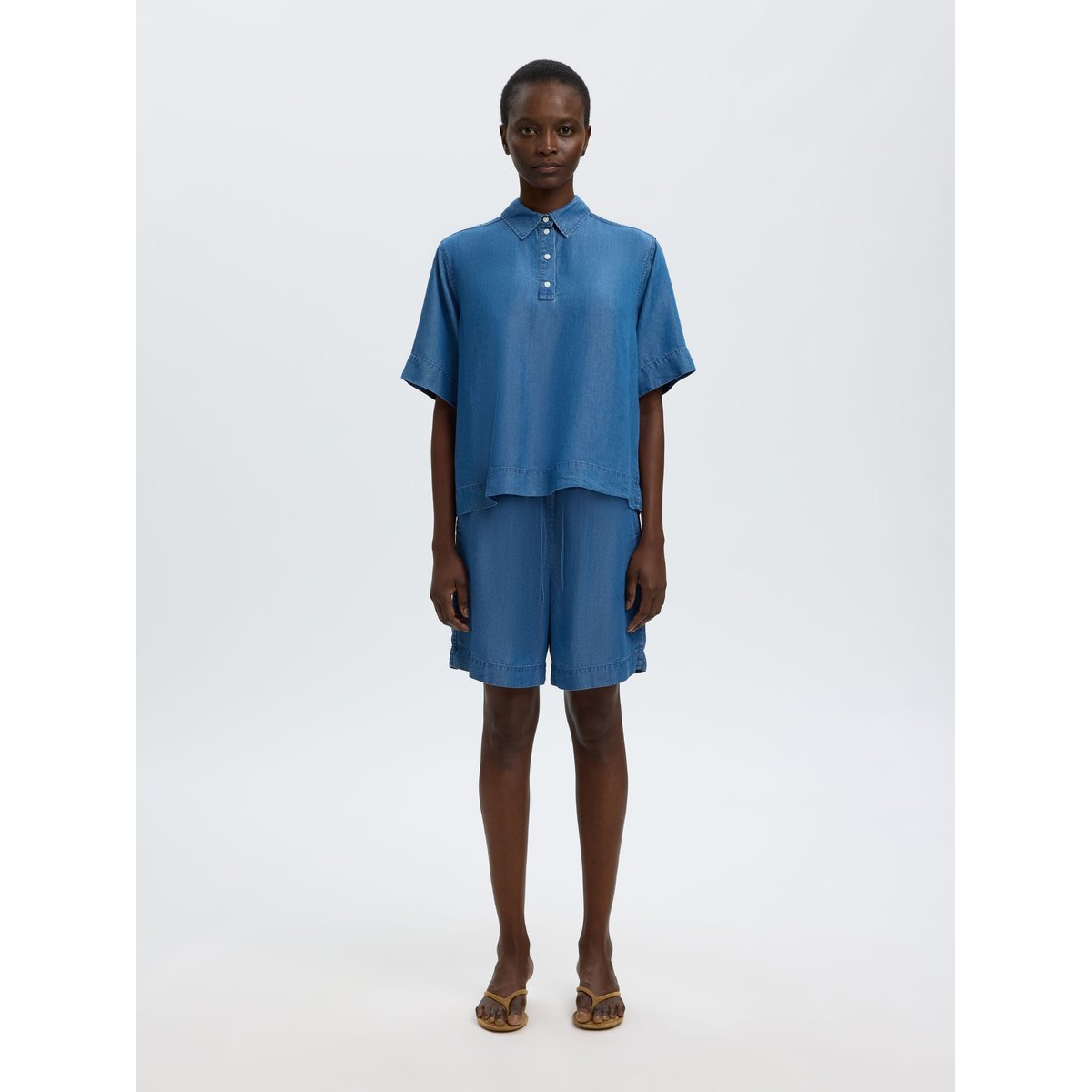 Polo medium blue denim, SELECTED