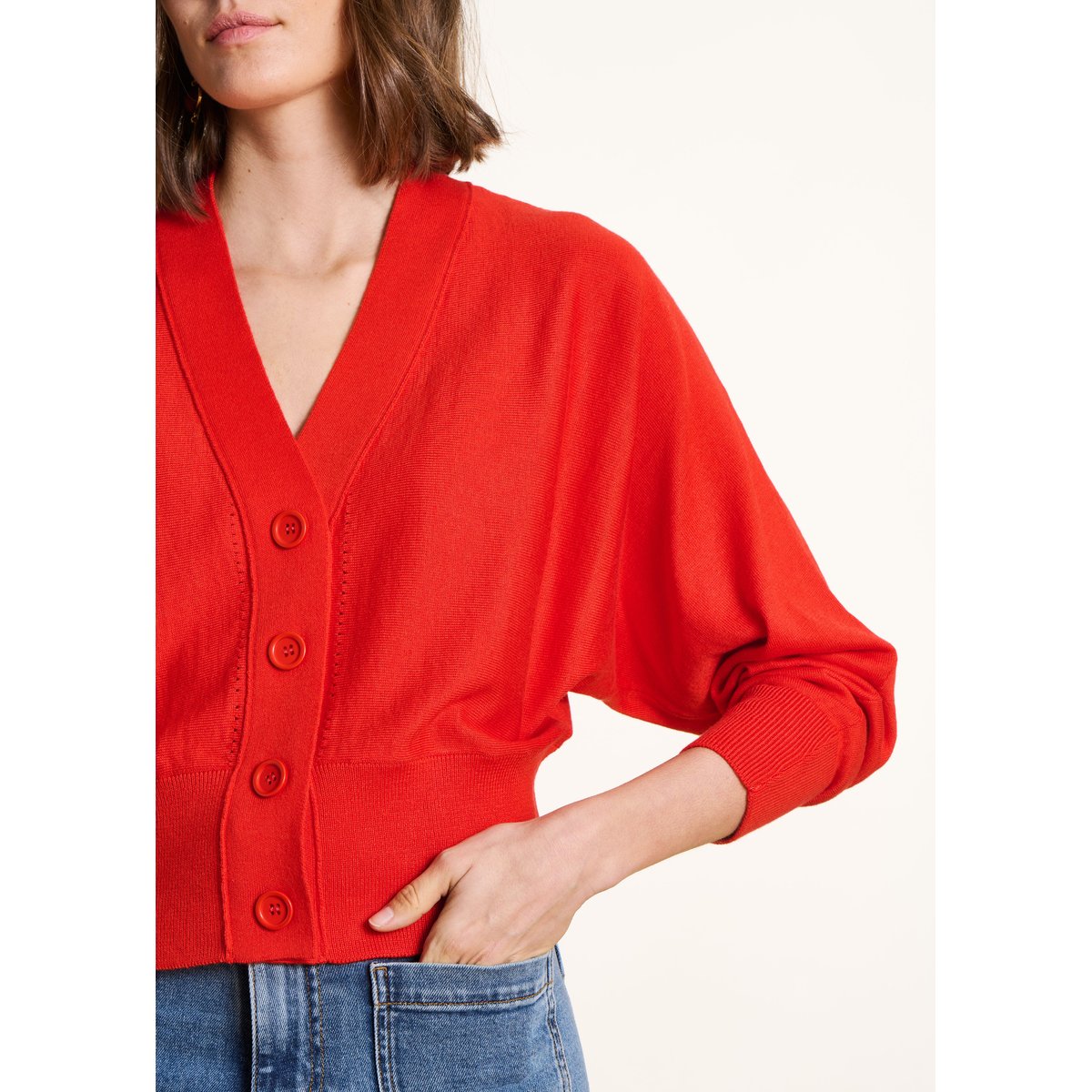 Gilet ample en maille fine jaspe, LA FEE MARABOUTEE