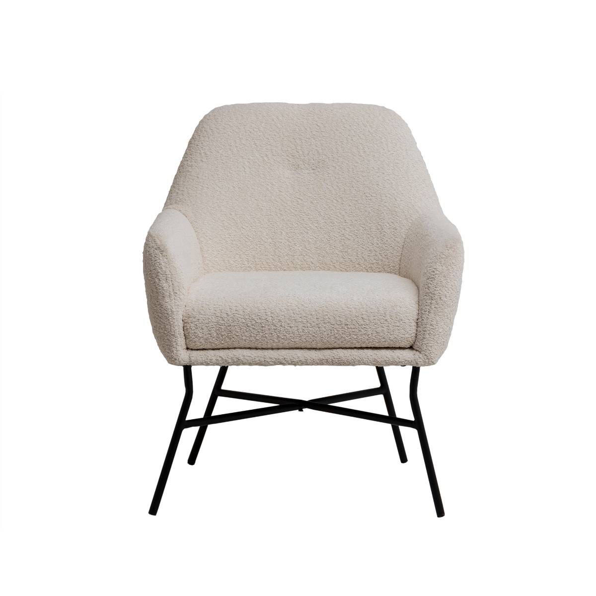 Fauteuil en tissu bouclette AMANDINE blanc, MADE IN MEUBLES