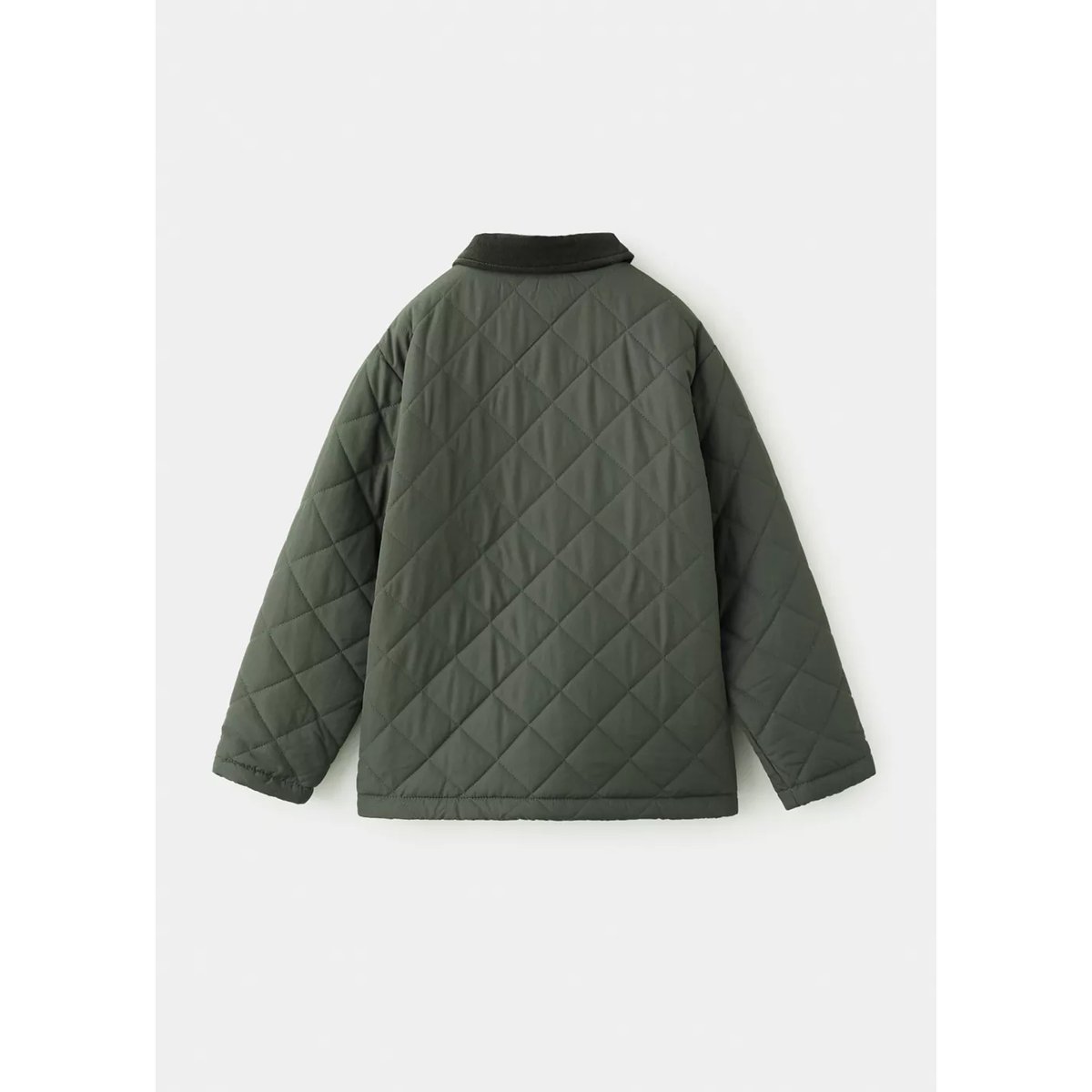 Quilted jacket with corduroy collar kaki, MANGO KIDS