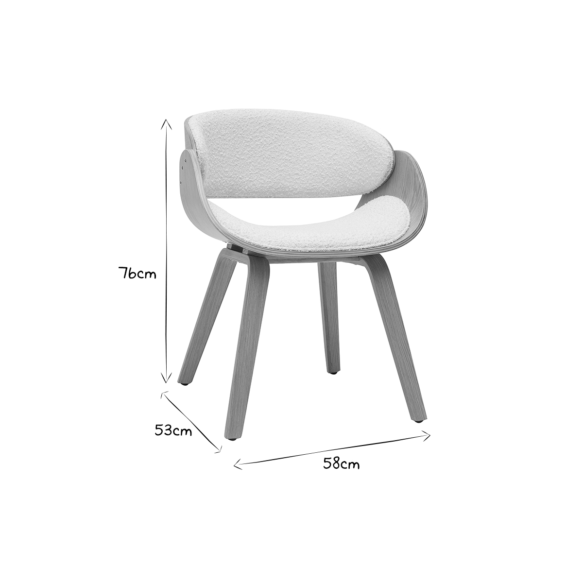 Chaise design en tissu effet velours texturé beige et bois clair BENT bois clair / blanc, MILIBOO