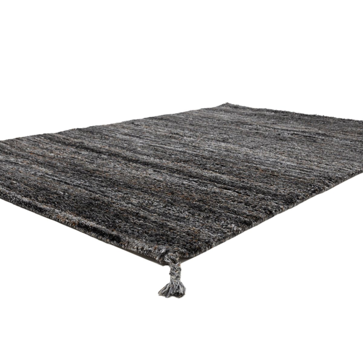 Tapis noué main en PET recyclé - ECO SHAGGY anthracite, THEKO