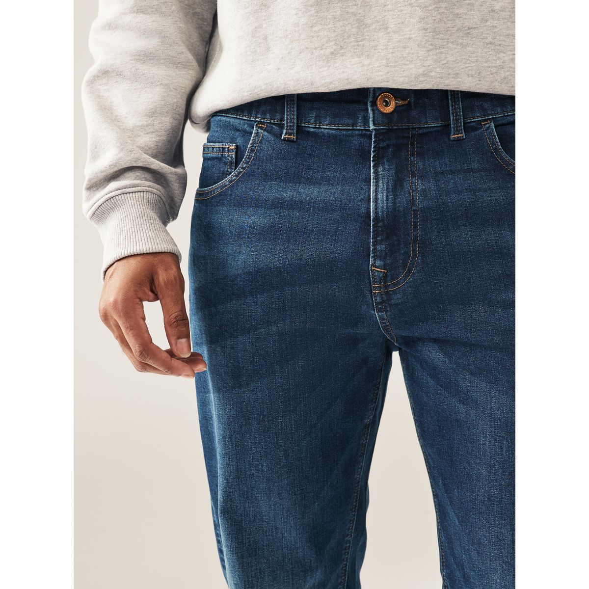 Jean stretch coupe droite classique bleu moyen, NEXT