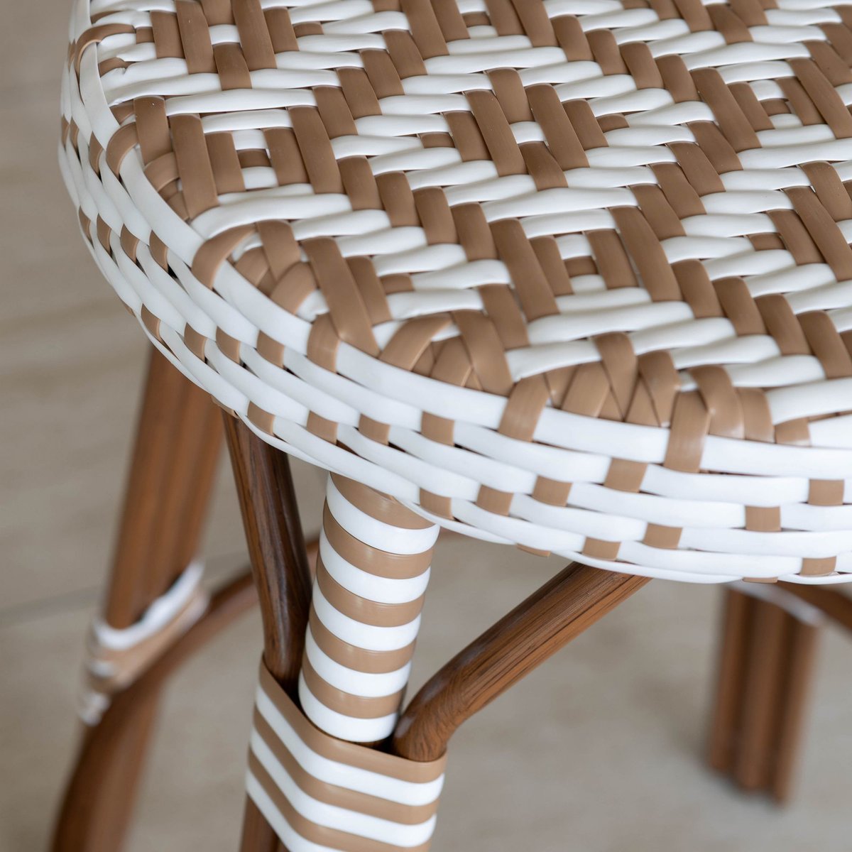 Tabouret de bar effet rotin naturel, SCALA noisette, NOW'S HOME