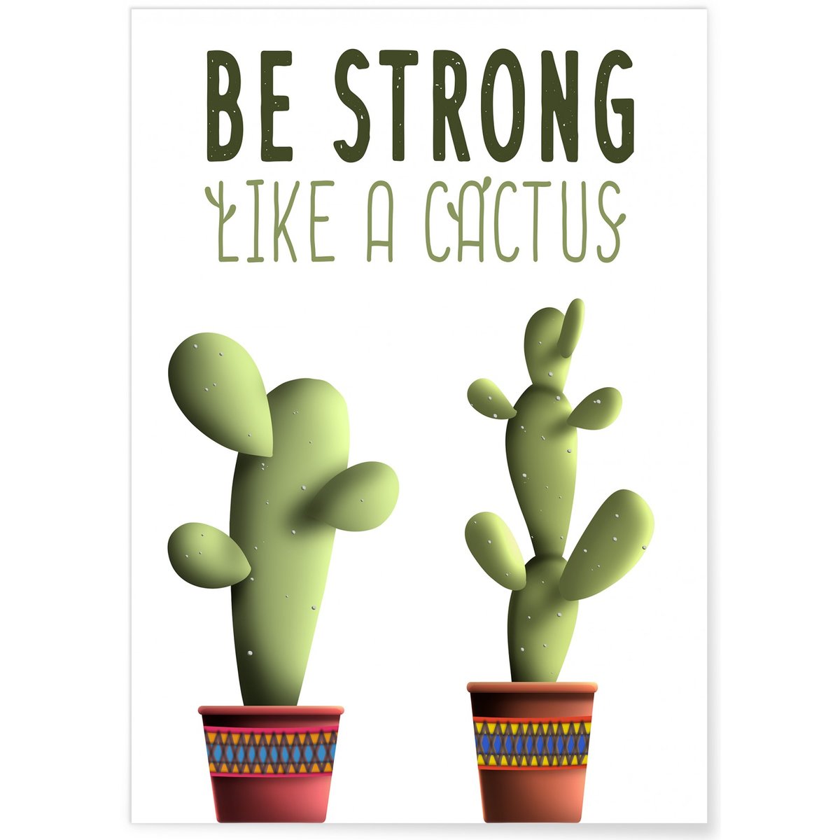 Poster 'Be strong like a cactus' blanc, L'AFFICHERIE