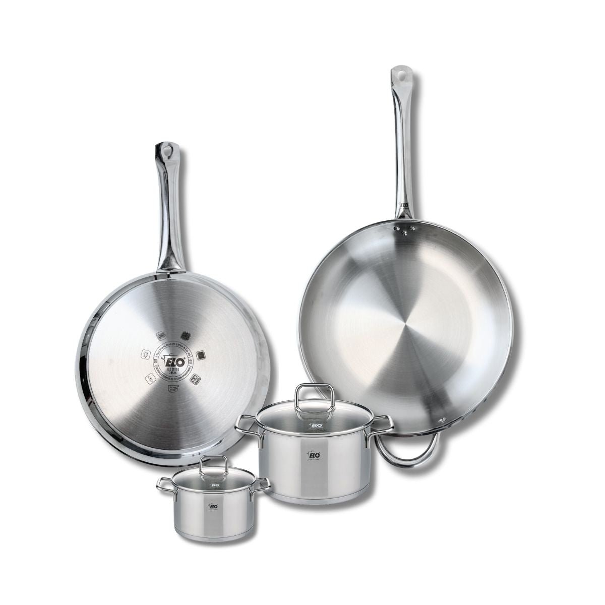 Batterie 2 poêles 28/32cm + 2 faitouts 12/16cm PROFI CITRIN inox, ELO