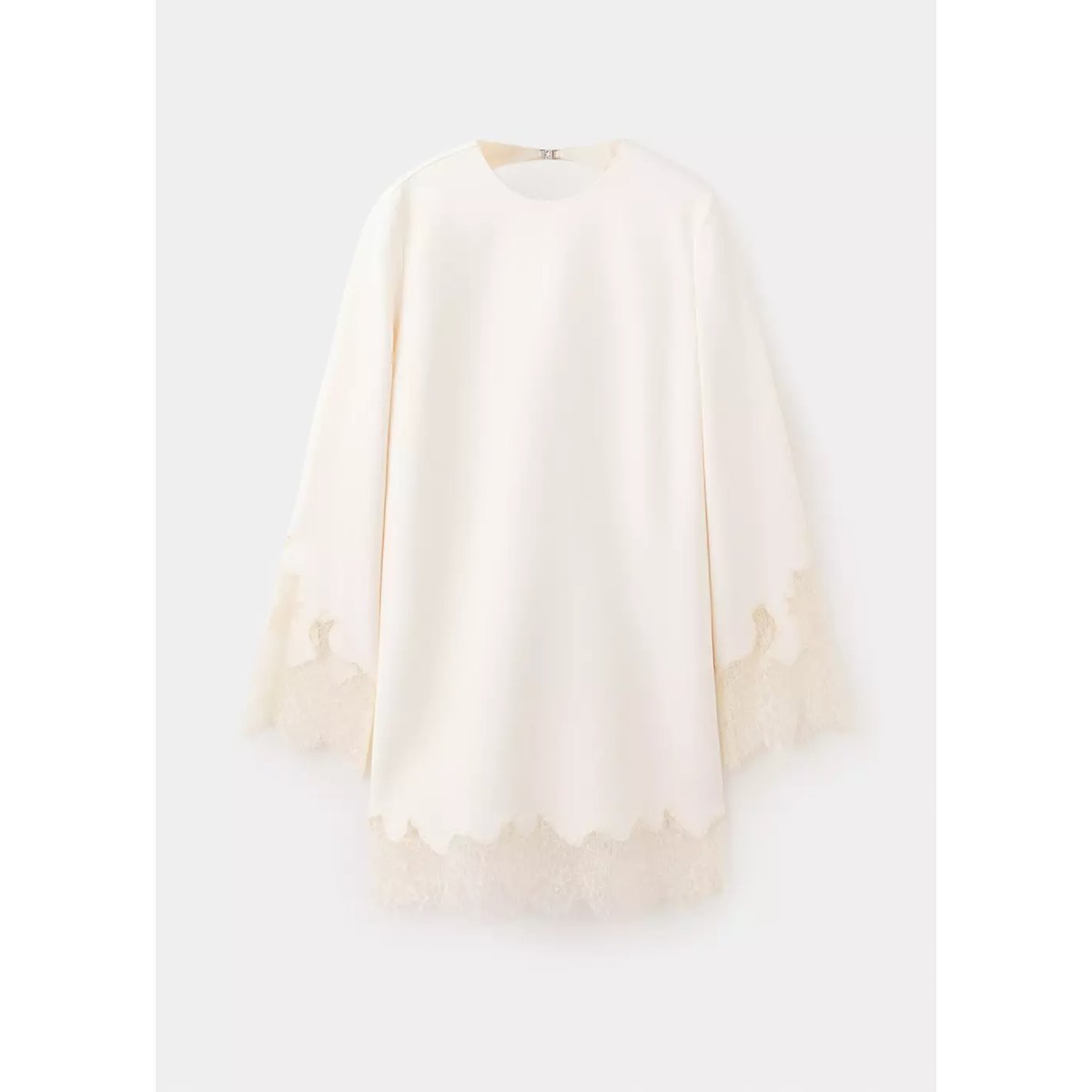 Robe satinée finition en dentelle écru, MANGO