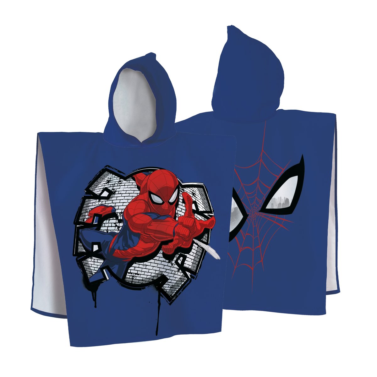 Cape de bain imprimée 100% coton, EYES bleu, SPIDER-MAN