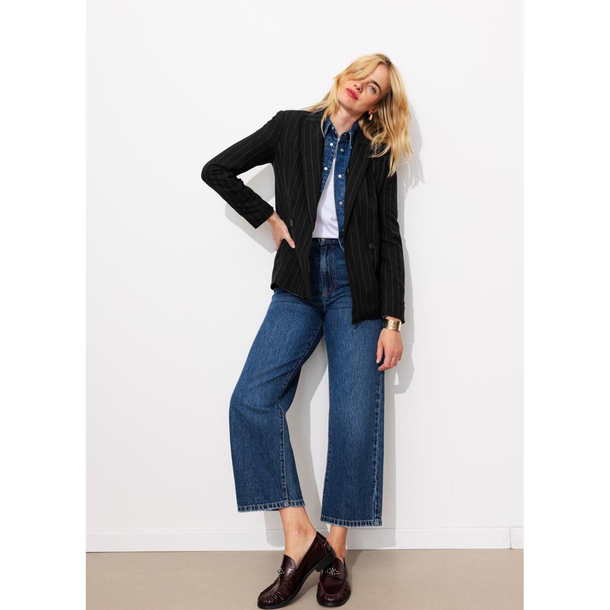 Veste de tailleur rayée imprimé multicolore, PROMOD