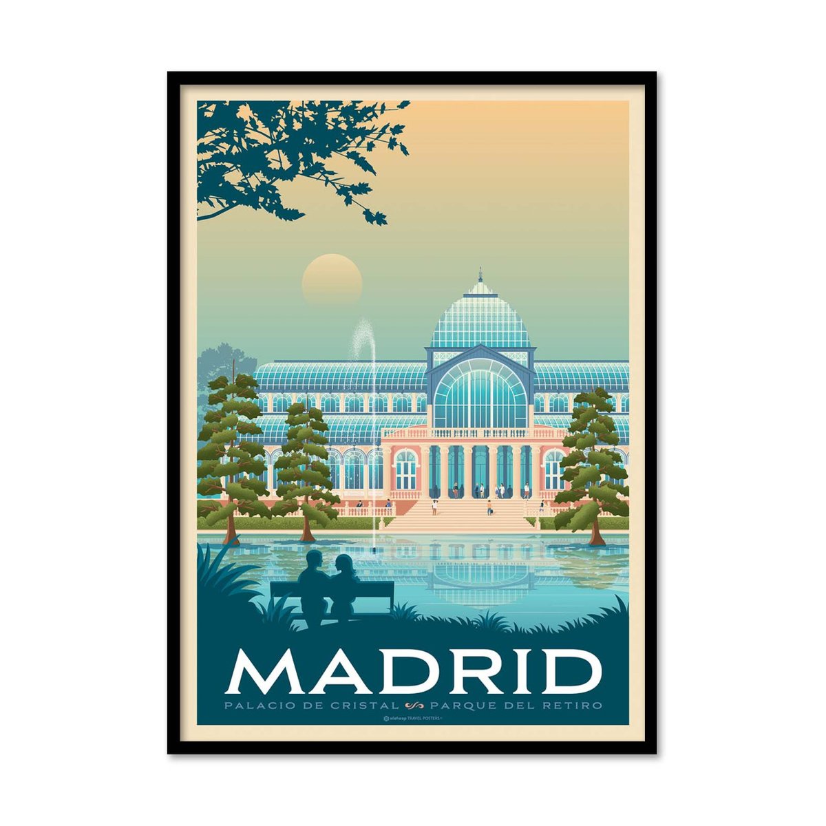 Affiche d'art - Madrid - Olahoop Travel Posters affiche d'art avec cadre bois noir, WALL EDITIONS