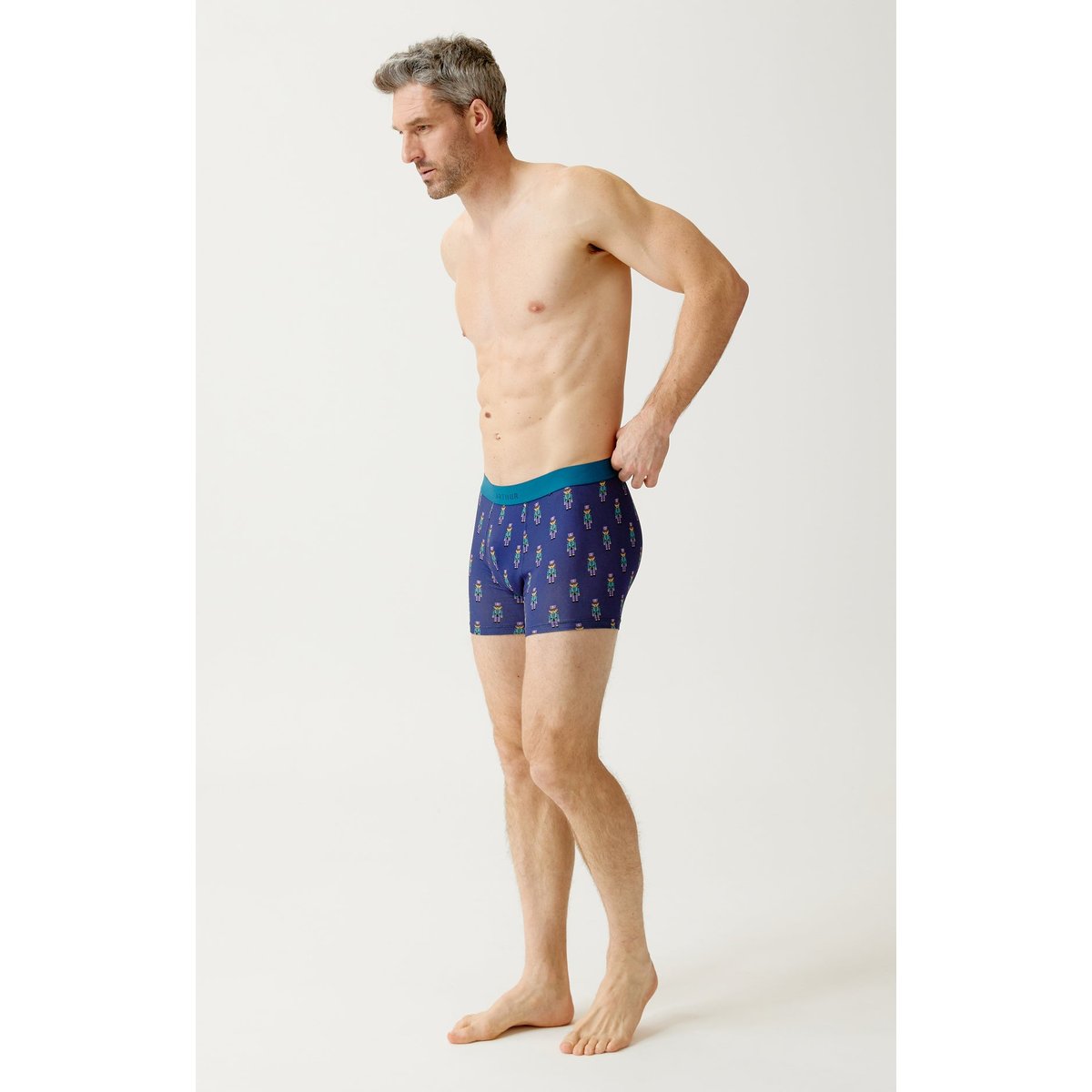 Boxer en jersey de coton imprimé Casse-noisette marine, ARTHUR