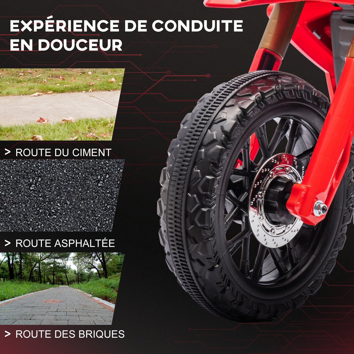 Moto électrique à conducteur assis Plastique rouge, AIYAPLAY