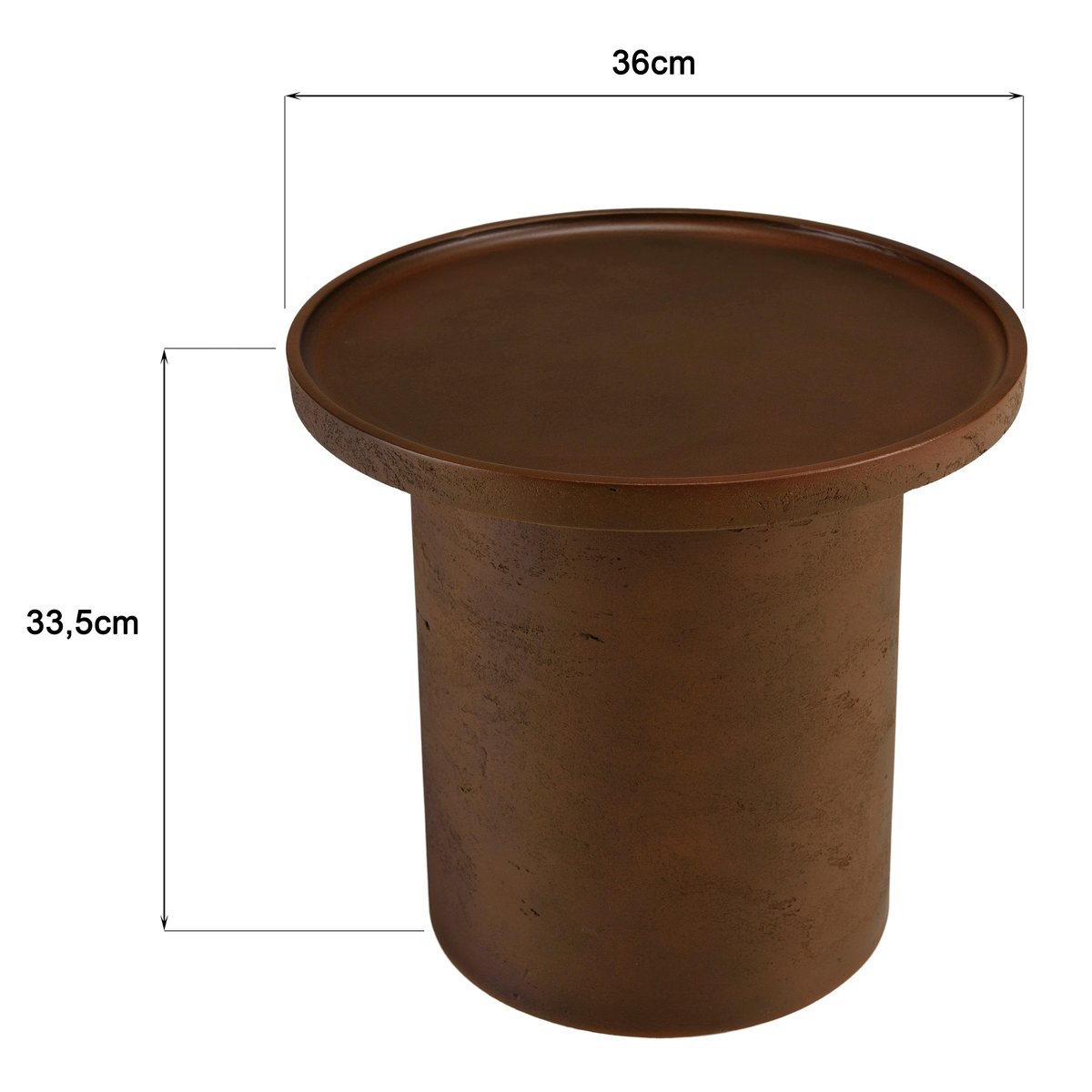 Table d'appoint ronde en béton marron D36cm CALVI marron, PIER IMPORT