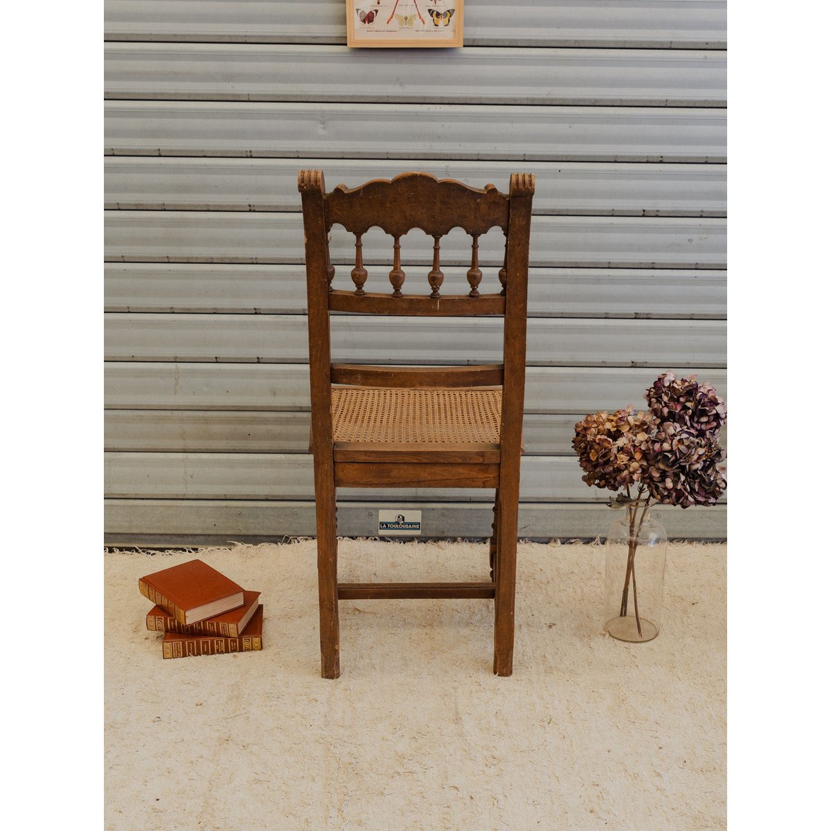 Chaise en bois et cannage Claude N°1655 - Bon état bois foncé, DEBONGOUT