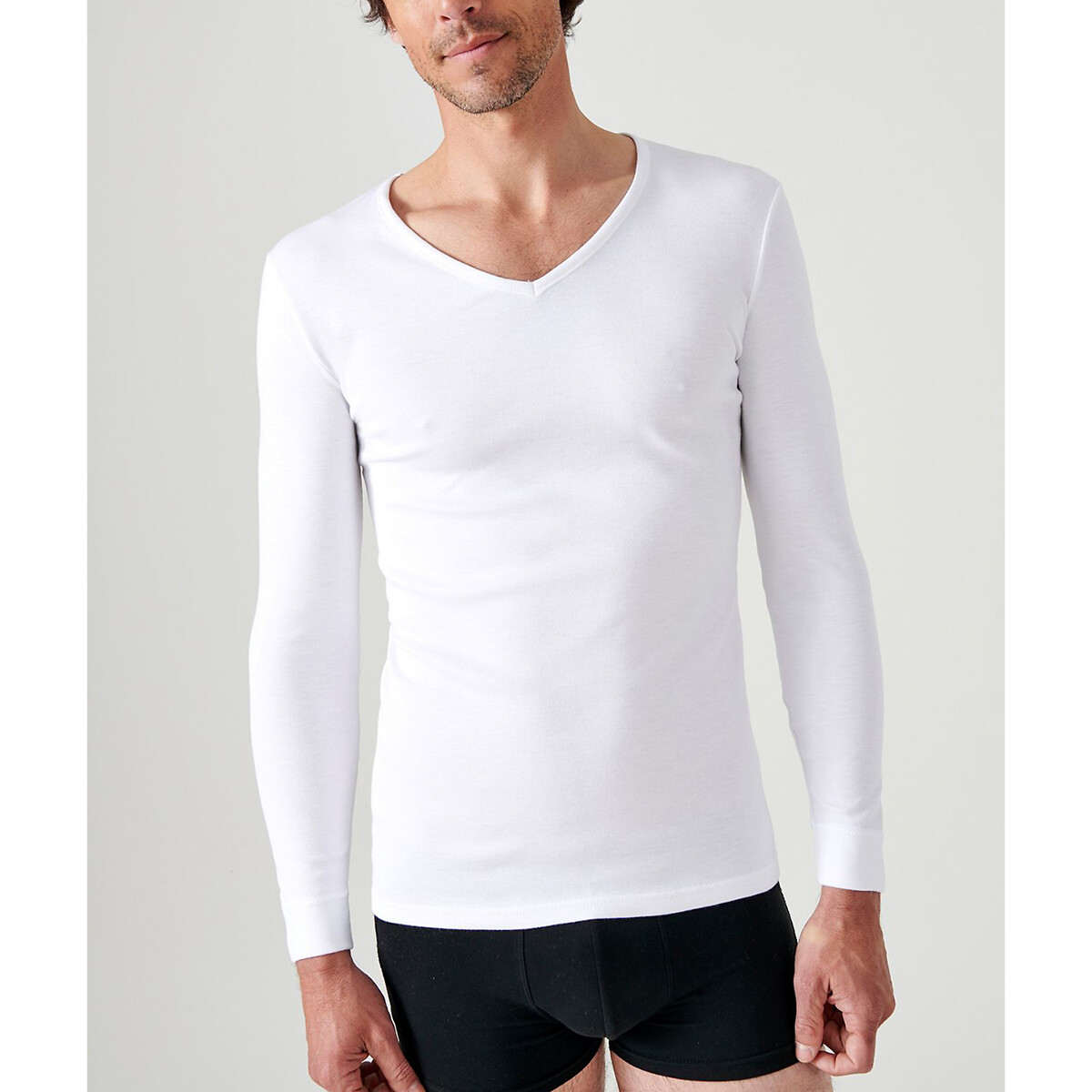 T-shirt col v Thermolactyl "Le 102", degré 3 blanc, DAMART