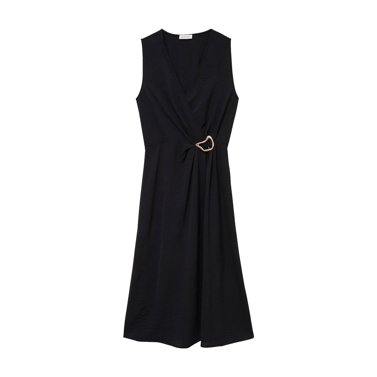 Robe droite 3/4 sans manches col v noir, CACHE CACHE