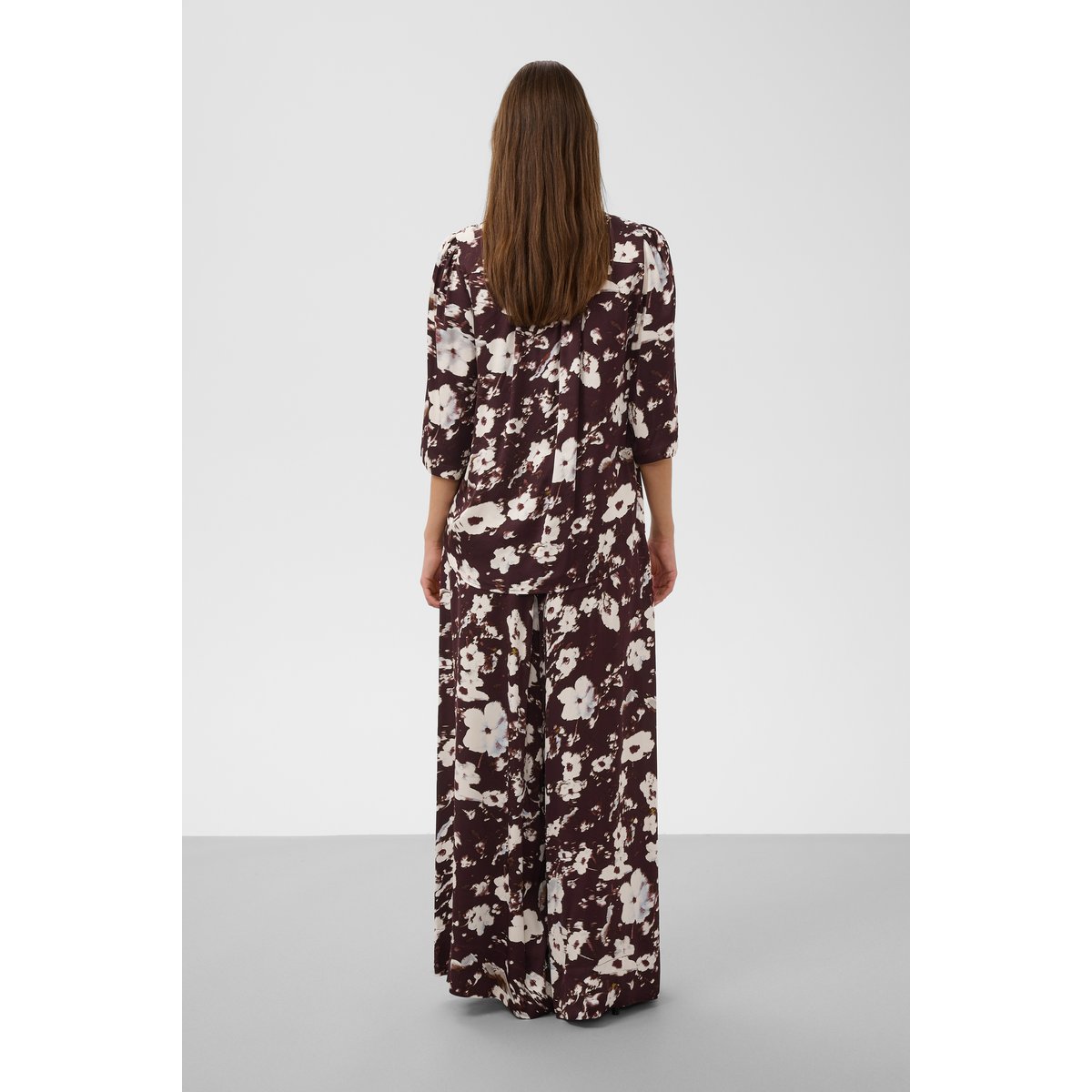 Pantalon Casual marron brown flower print, SOAKED IN LUXURY
