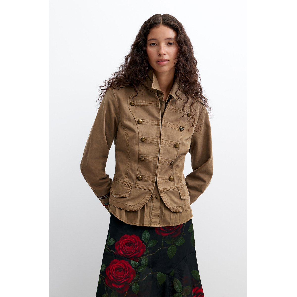 mini-jupe roses noir, DESIGUAL