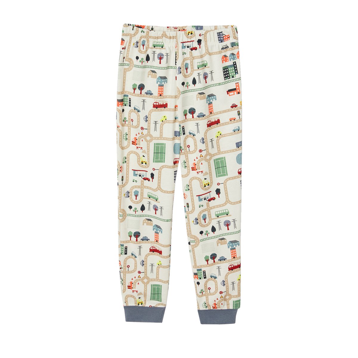 Pyjama imprimé circuit de voitures écru, VERTBAUDET