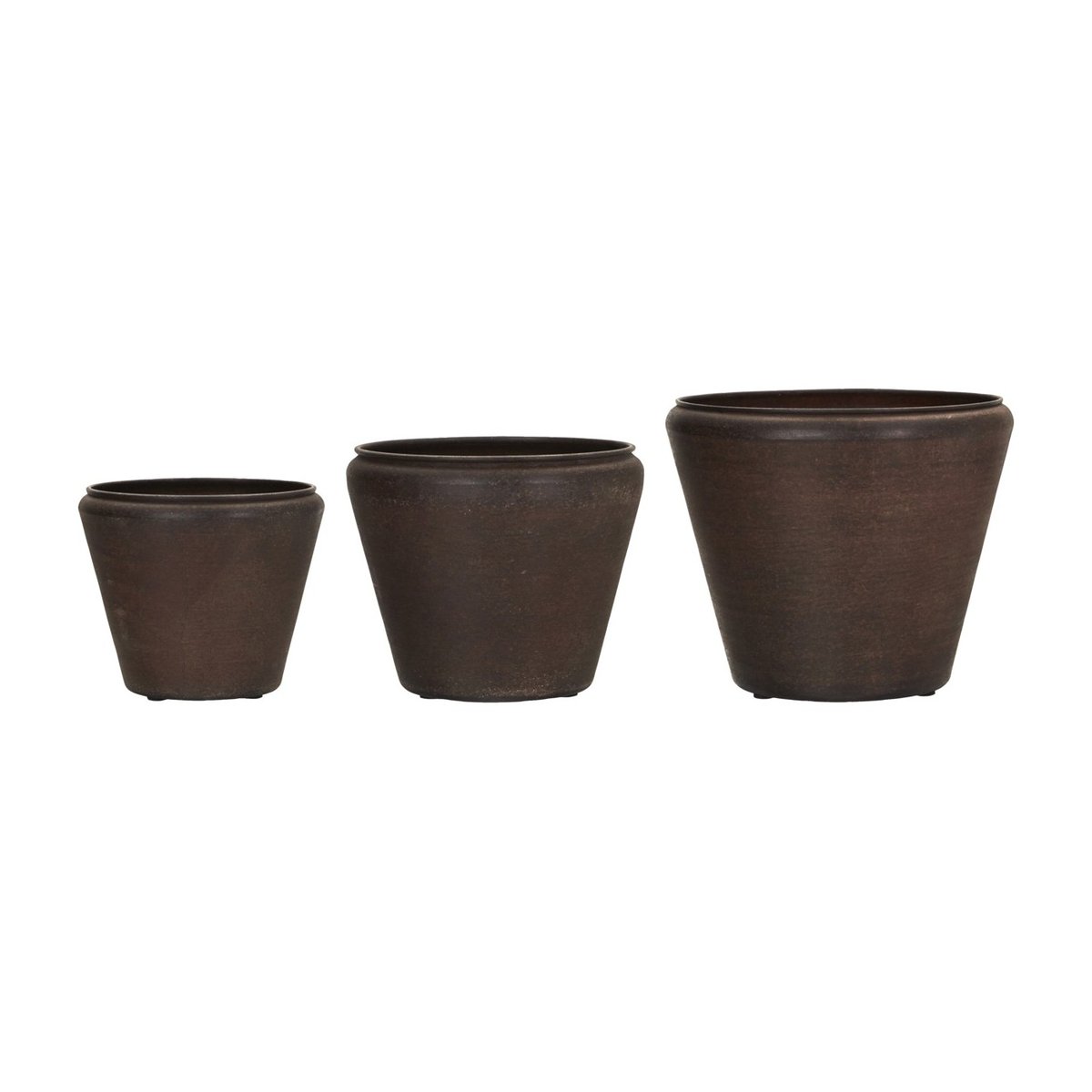 Lot de 3 cache-pots en métal Funnel marron antique, HOUSE DOCTOR