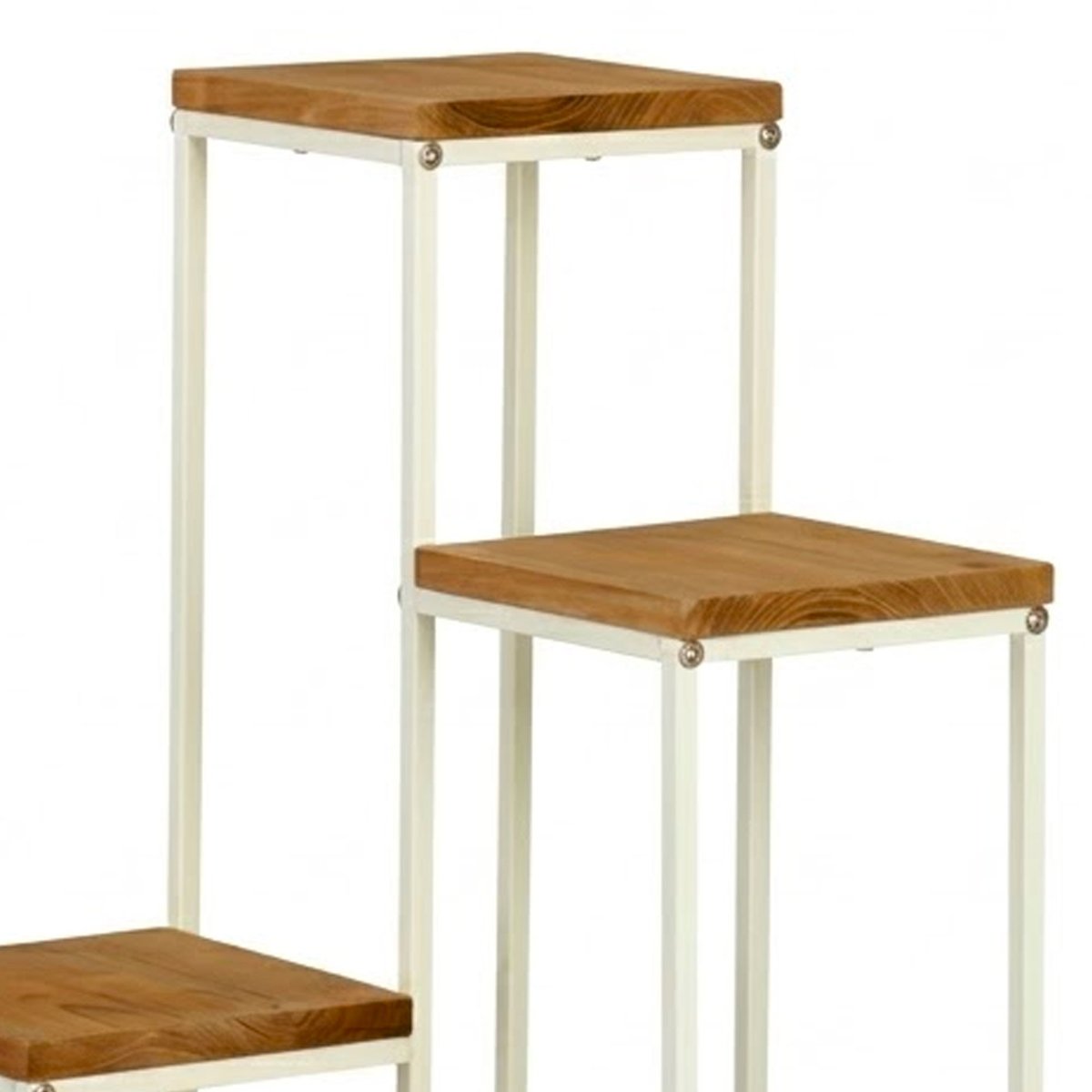 Support pots plantes étagé en métal blanc et plateaux bois 34x34x67cm noir, WADIGA