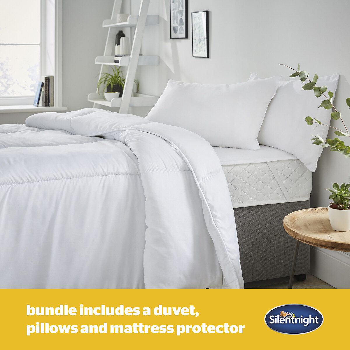 10.5 Tog Complete Bed Set - Duvet, Pillows & Mattress Protector white, SILENTNIGHT