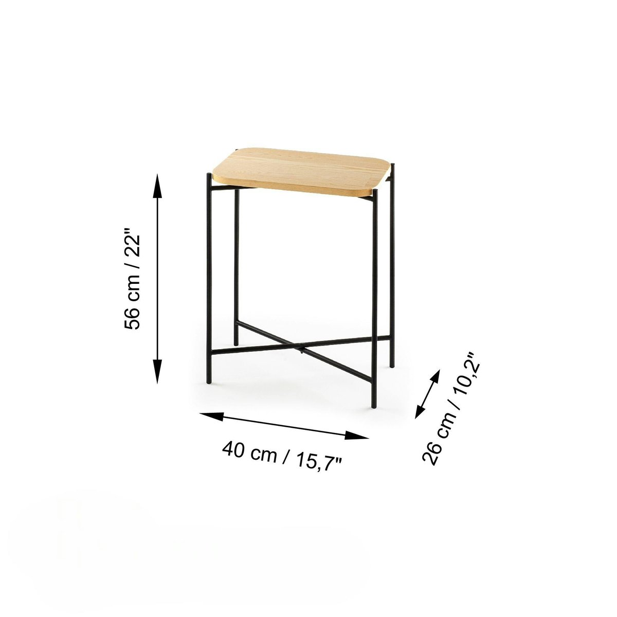 Bout de canapé rectangulaire bois et métal JENA noir, PIER IMPORT