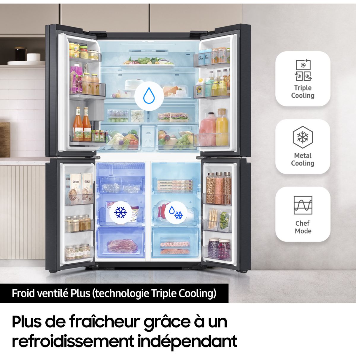Réfrigérateur multi portes RF65DG960ESR inox, SAMSUNG