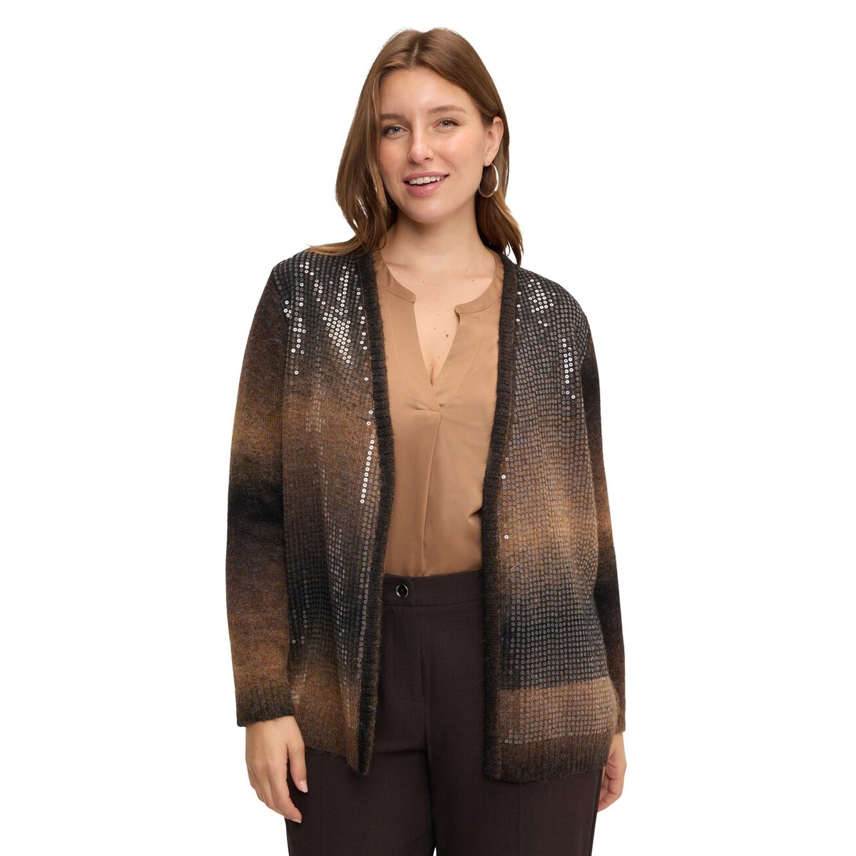 Cardigan à paillettes marron, FIORELLA RUBINO