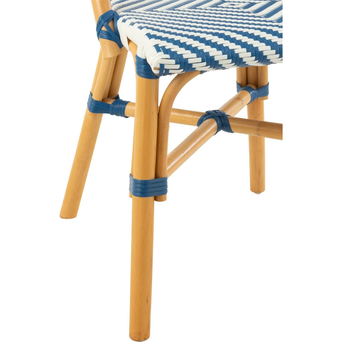 Chaise en rotin esprit bistrot bleu et blanc naturel, RECOLLECTION