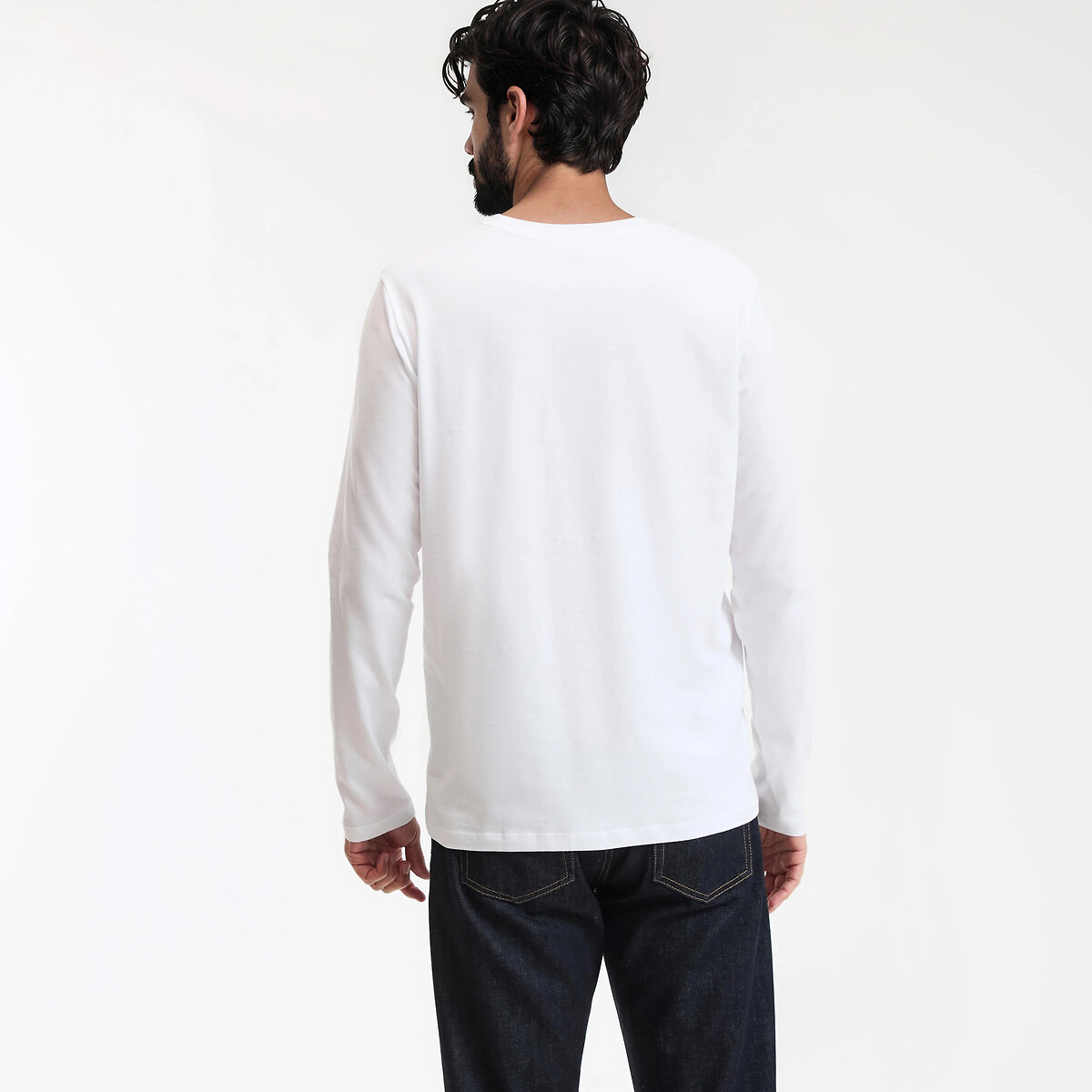T-shirt girocollo maniche lunghe bianco ottico, LA REDOUTE COLLECTIONS
