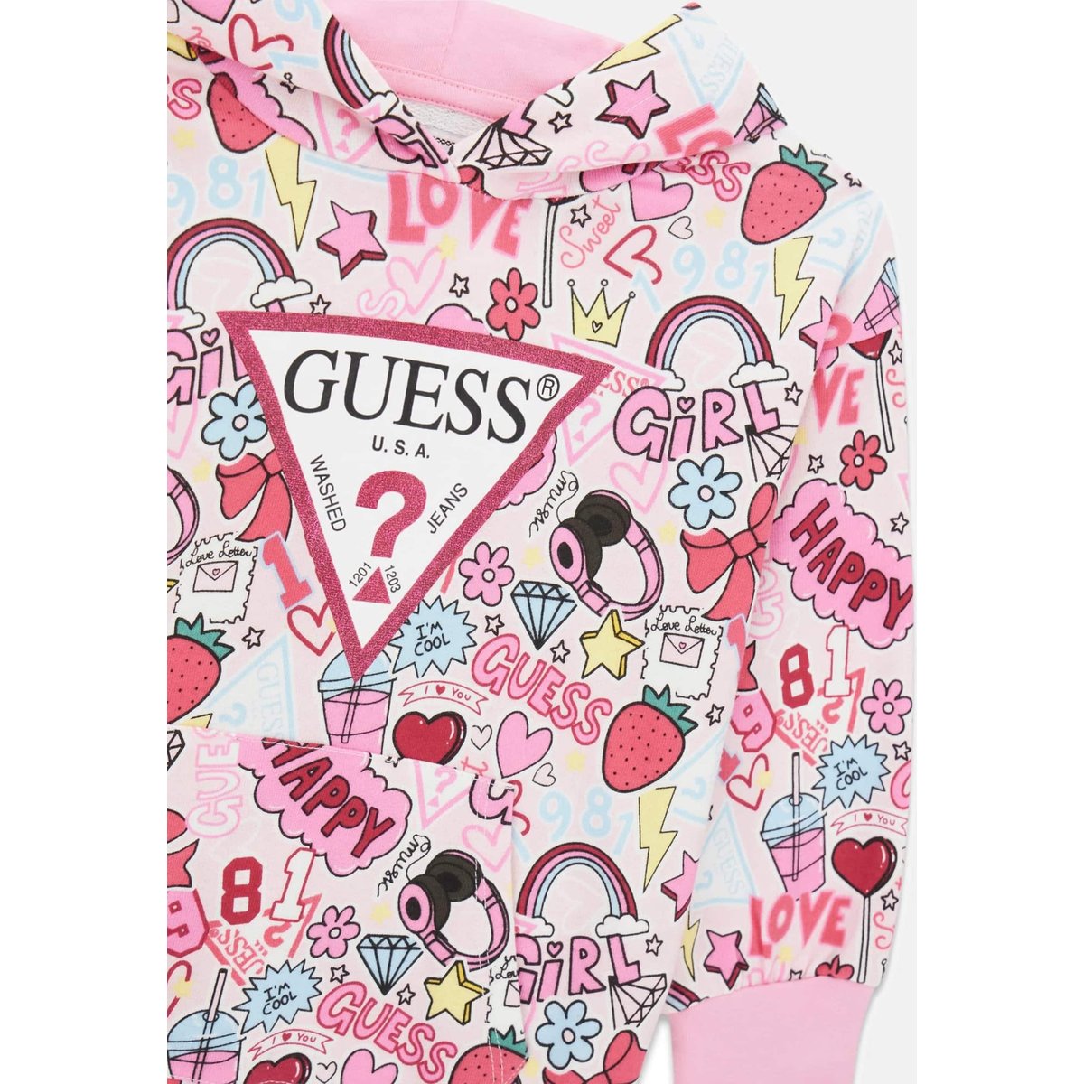 Robe À Capuche Imprimée rose multi, GUESS KIDS