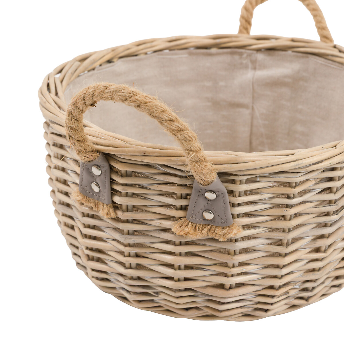 Set of 2 Eden Round Baskets with Handle in Natural brown , ÉDITÉ