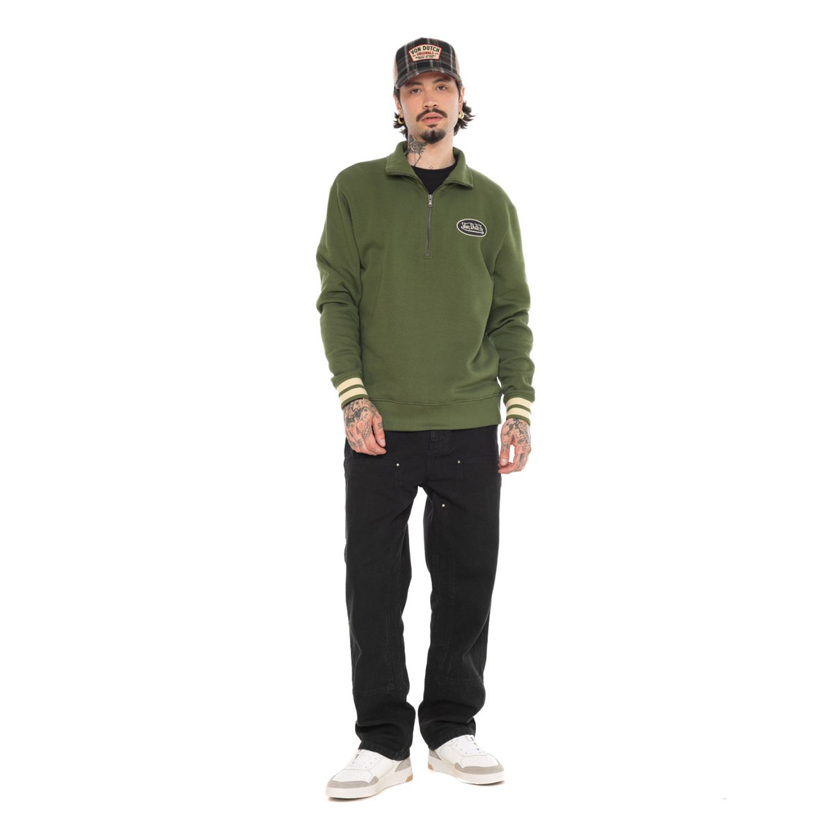 Sweatshirt zippé ALEC vert, VON DUTCH