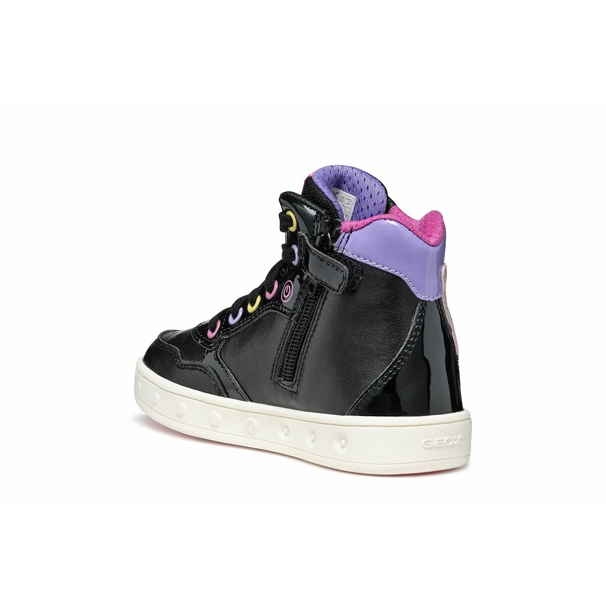 Kids Skylin LED Breathable High Top Trainers black/multi-coloured, GEOX