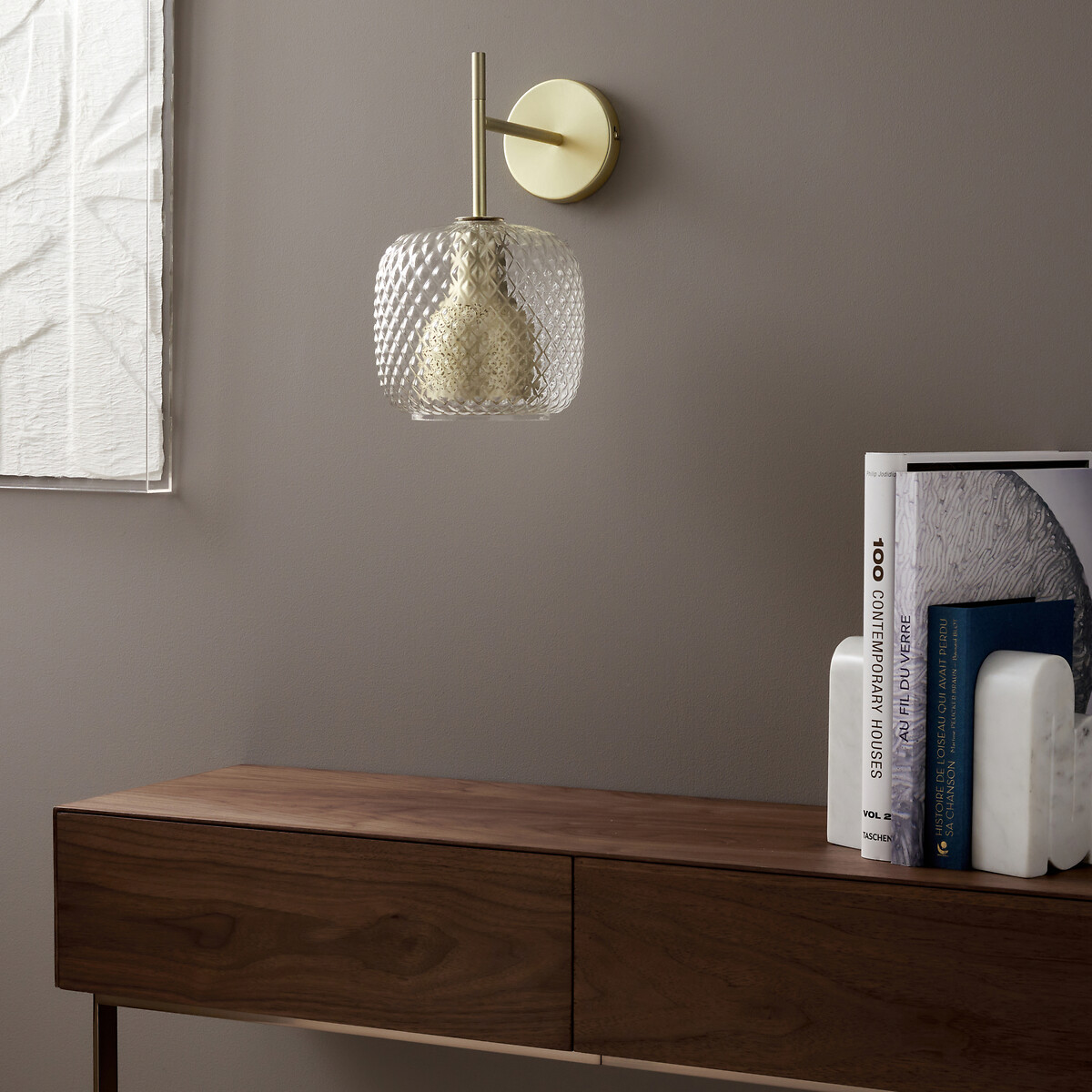 Mistinguett Textured Glass & Metal Wall Light brass, EMMANUEL GALLINA X AM.PM